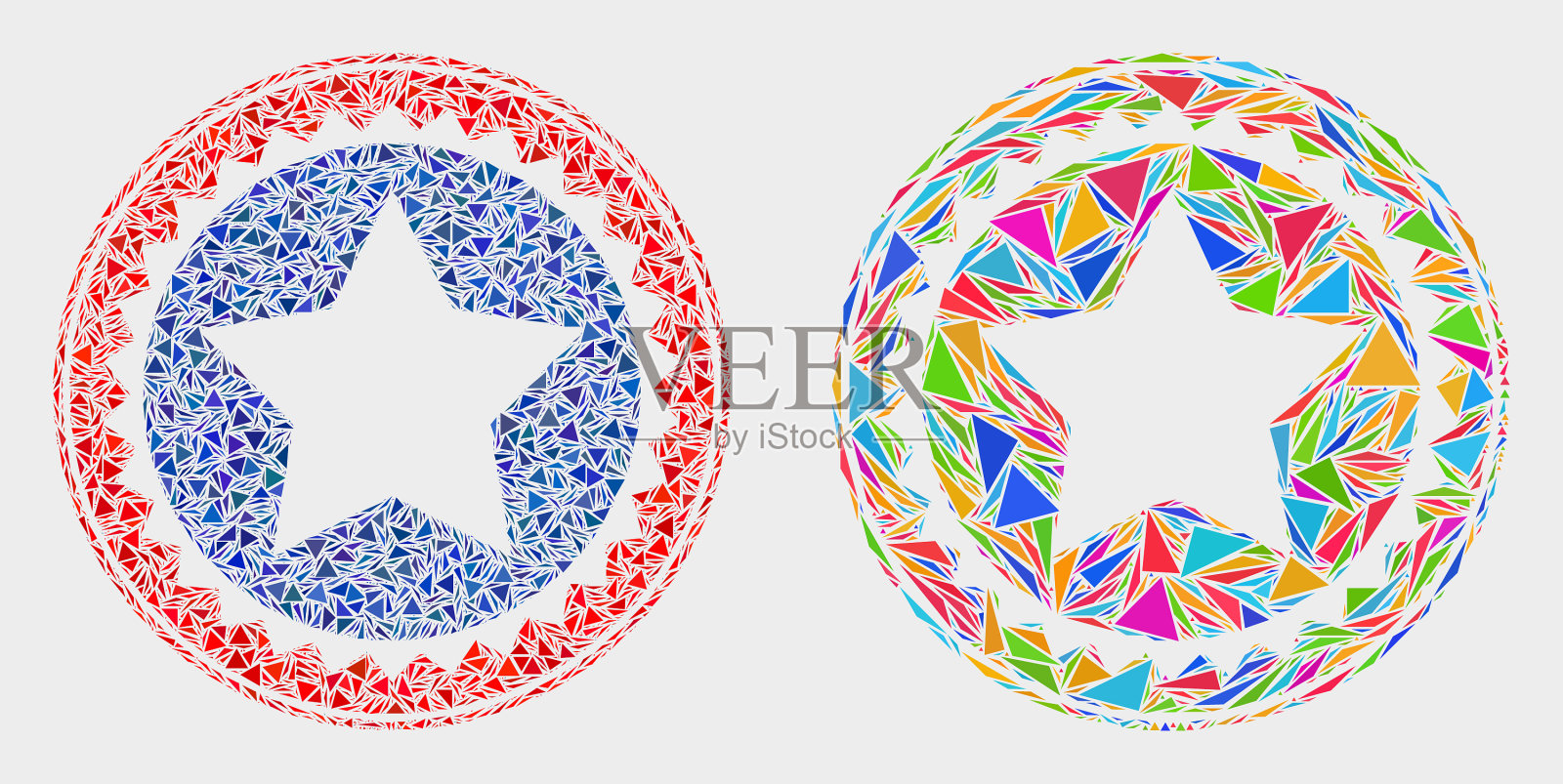 星星印章邮票马赛克图标三角形插画图片素材