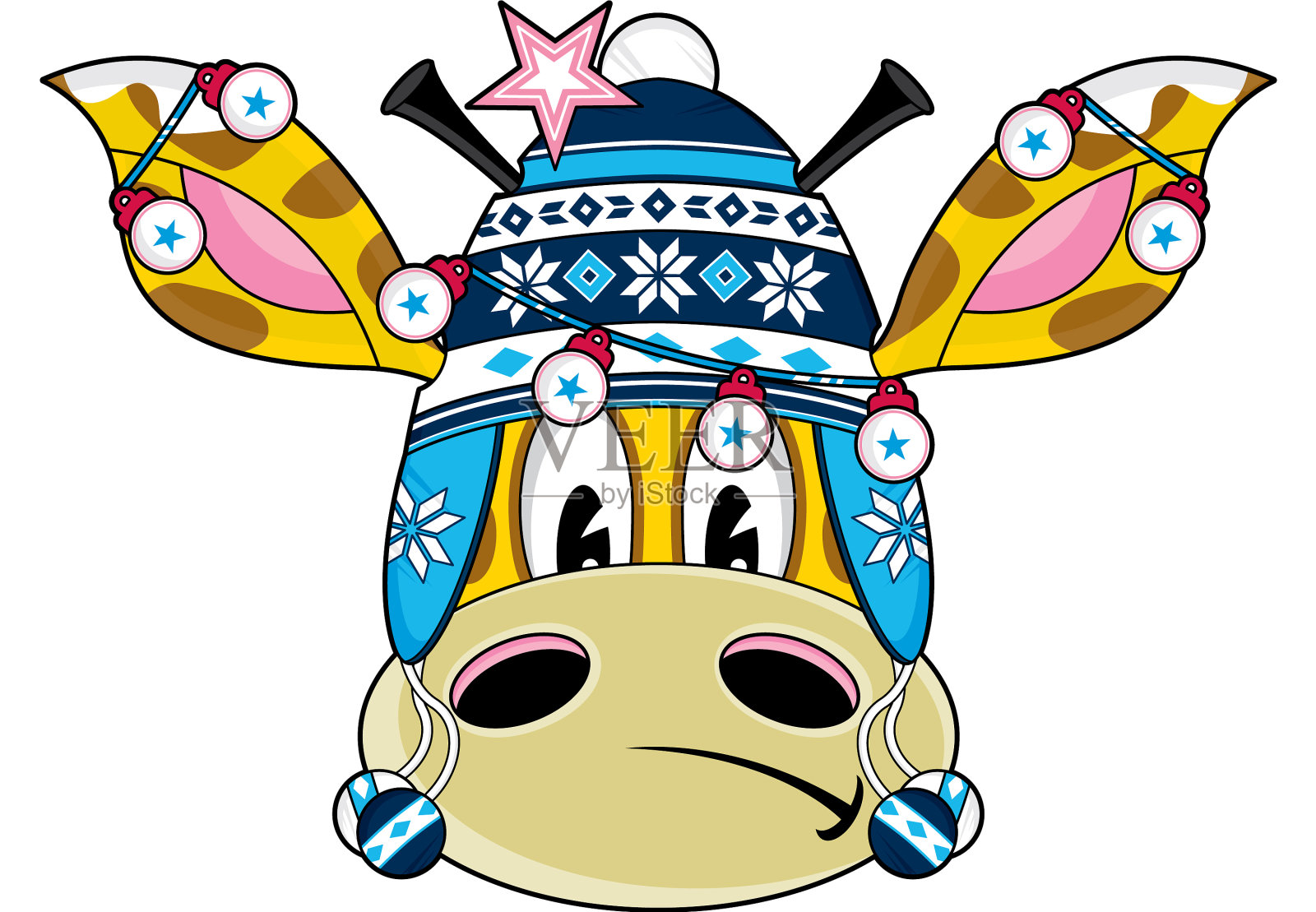 卡通泡泡帽长颈鹿设计元素图片