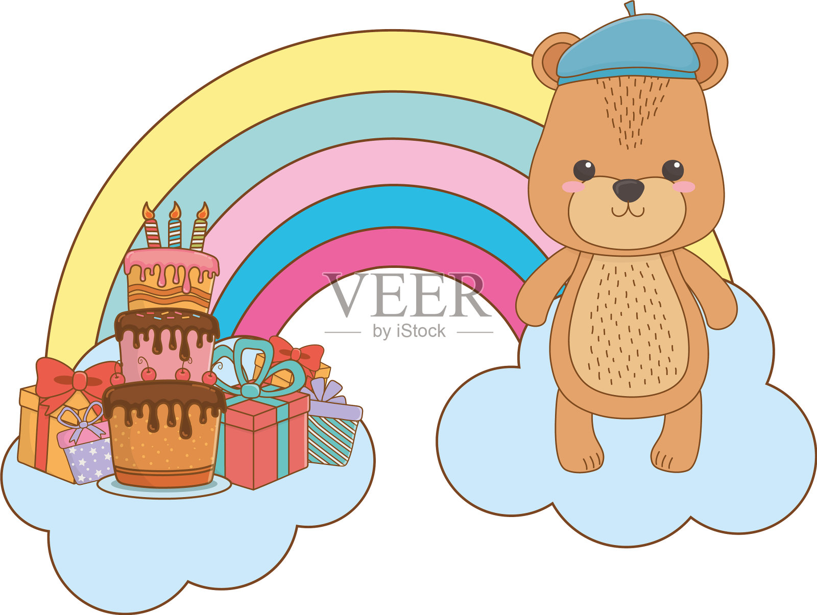 熊卡通与帽子设计设计元素图片