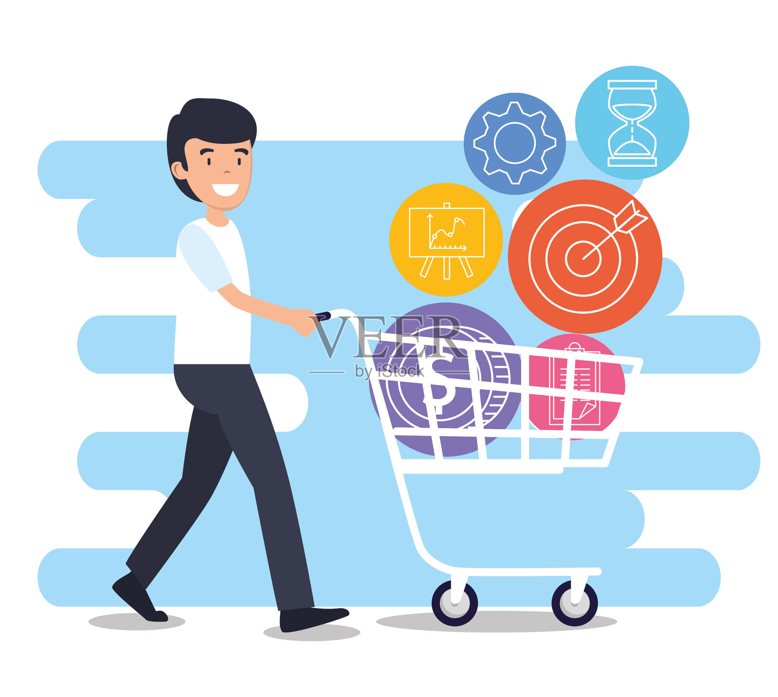 人以战略购物车来做生意设计元素图片