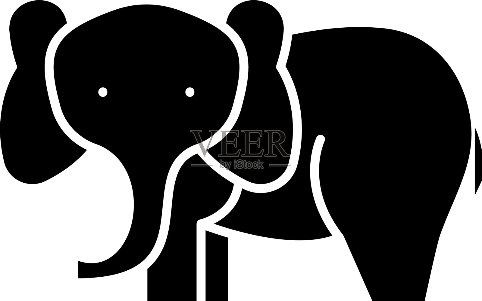 大象黑色图标标志孤立设计元素图片