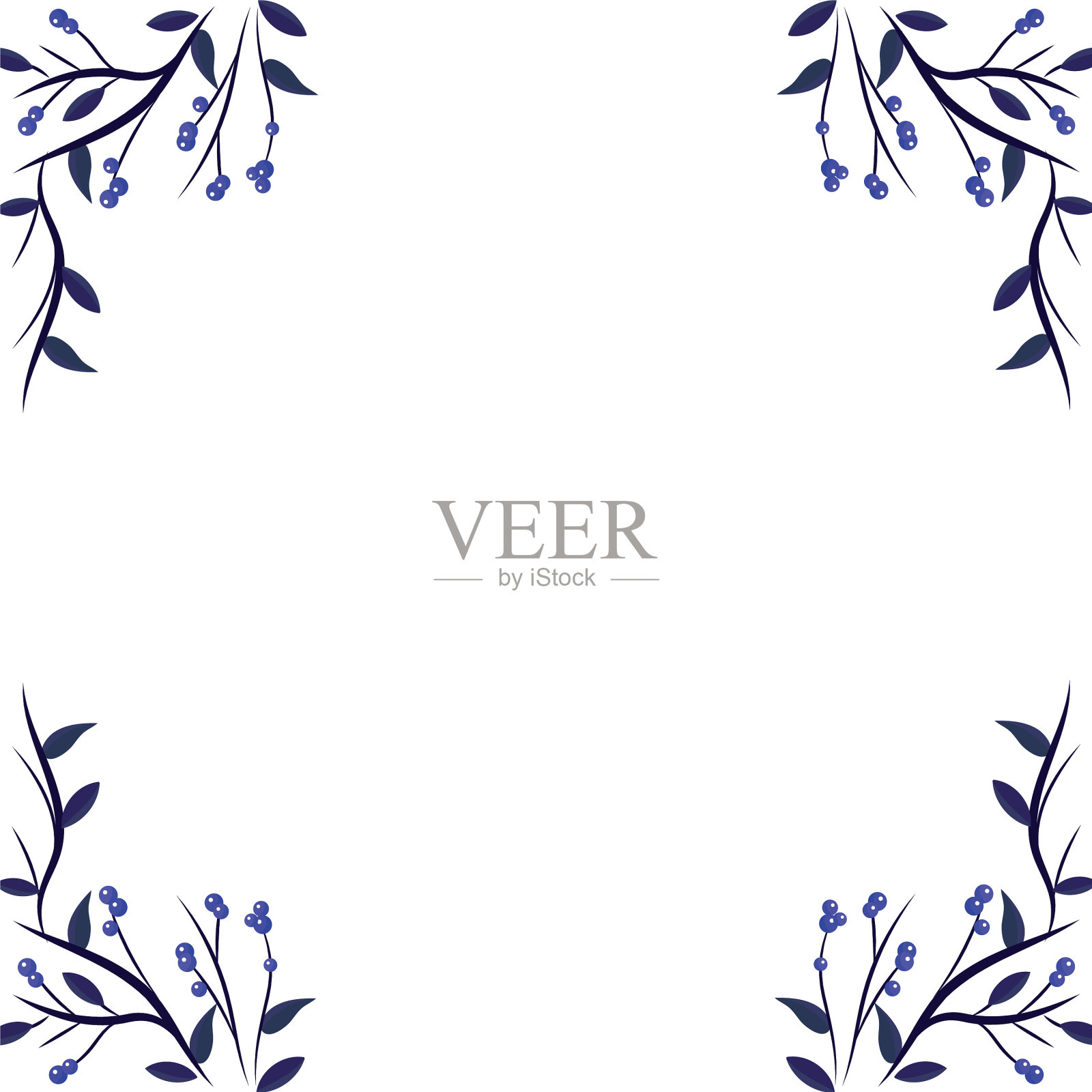 树叶树枝框架插画图片素材