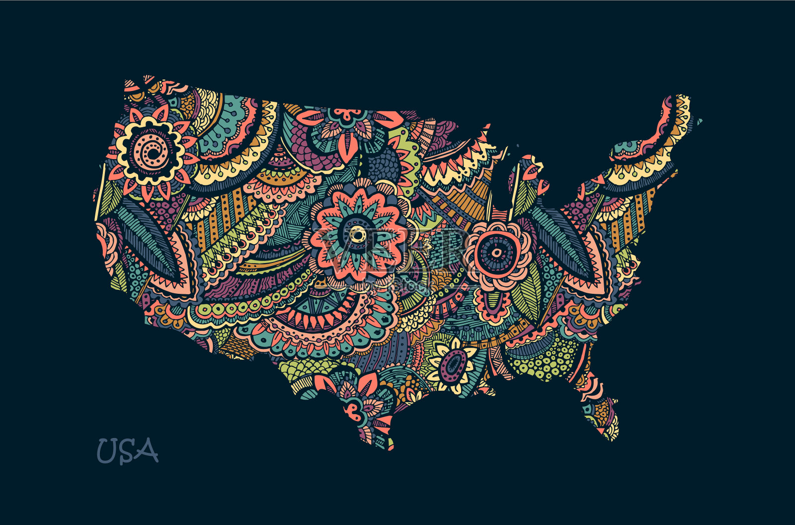 美国贴图在手插画图片素材