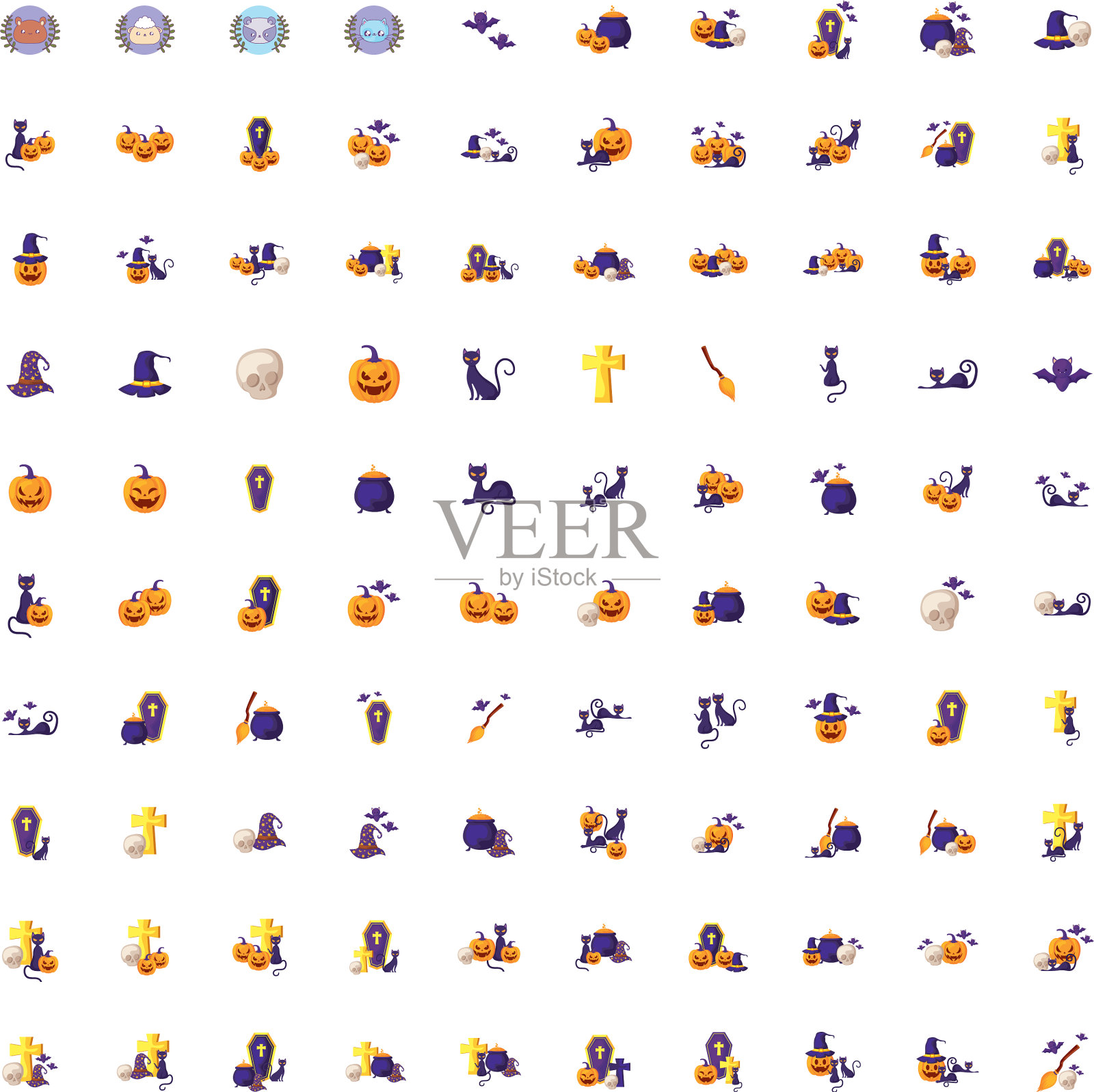 精灵帽子与头骨孤立图标设计元素图片