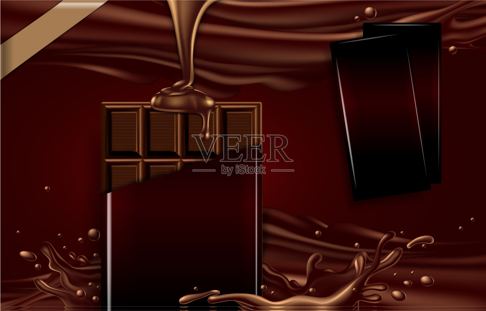 广告巧克力的模型，一条黑巧克力插画图片素材