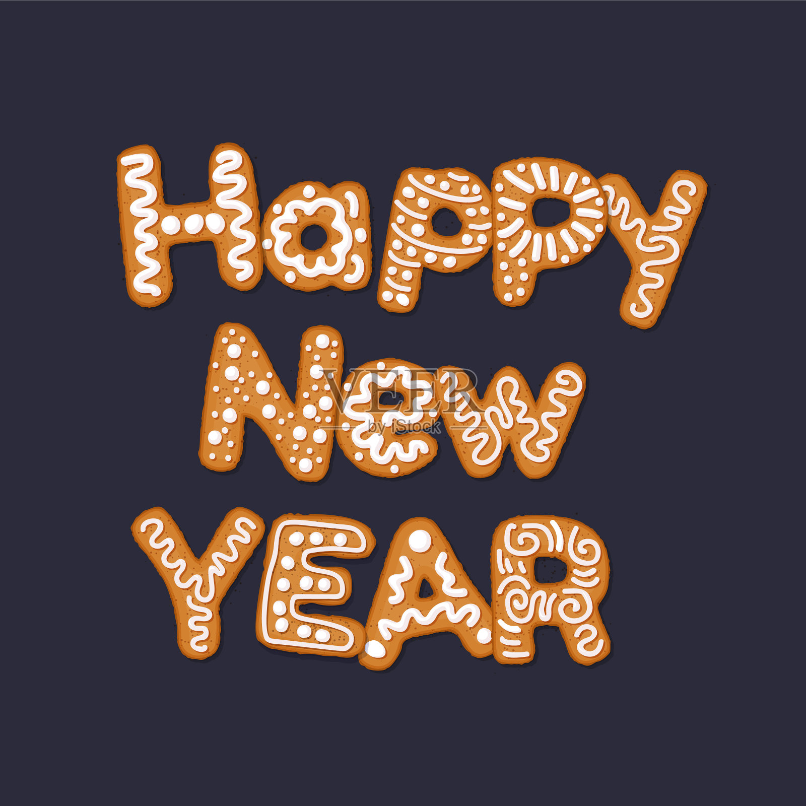 用姜饼来表达新年快乐的概念插画图片素材