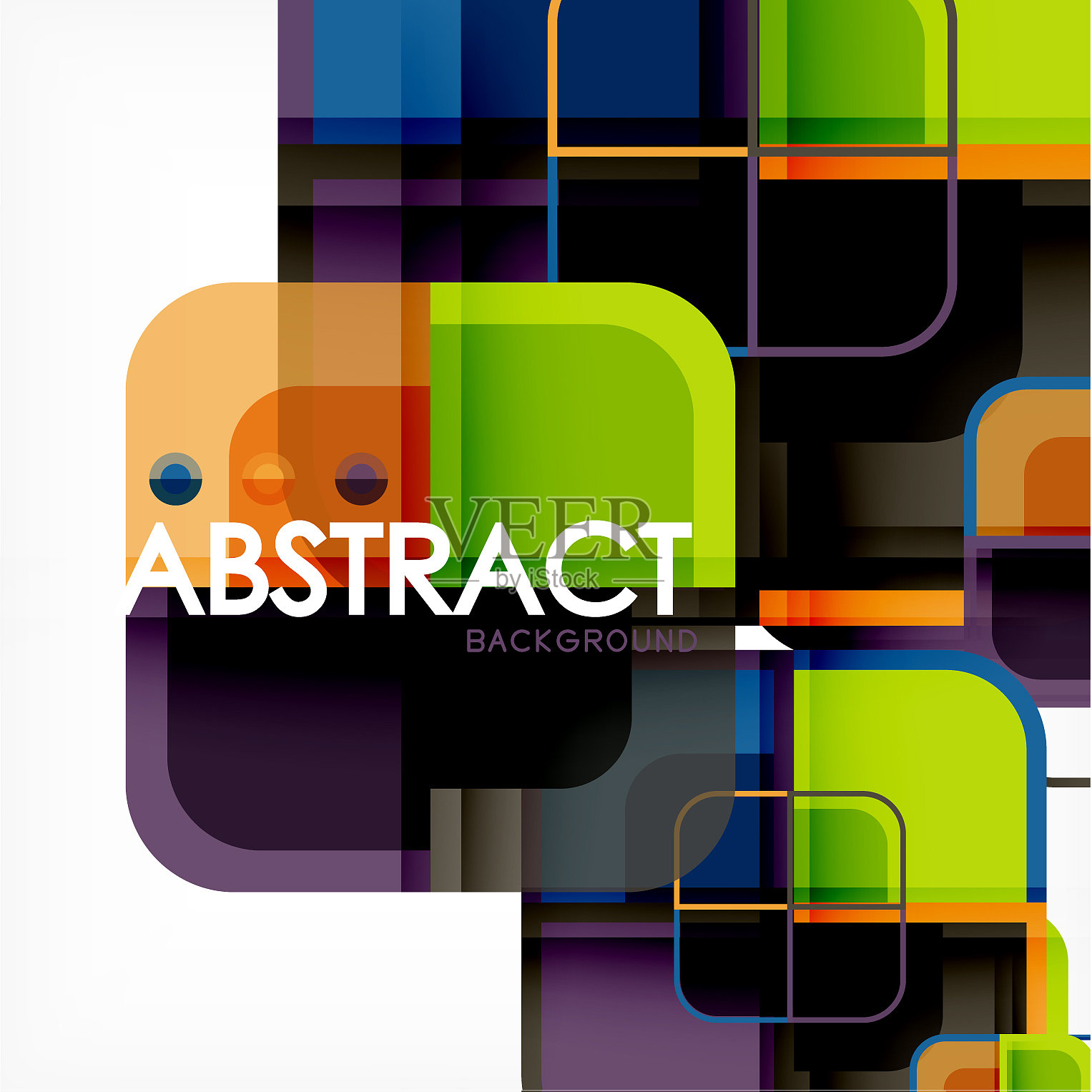 彩色的圆形正方形现代几何背景插画图片素材