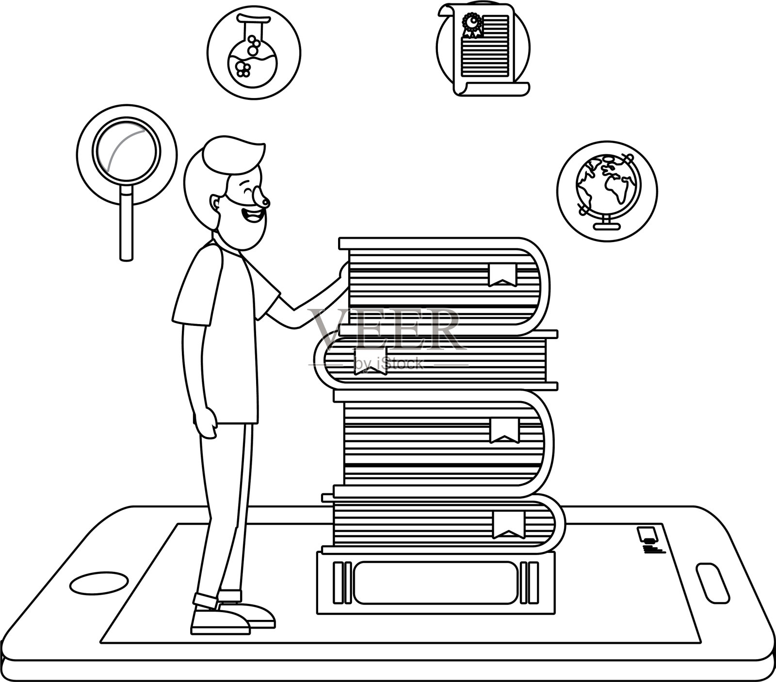 在线教育卡通设计元素图片