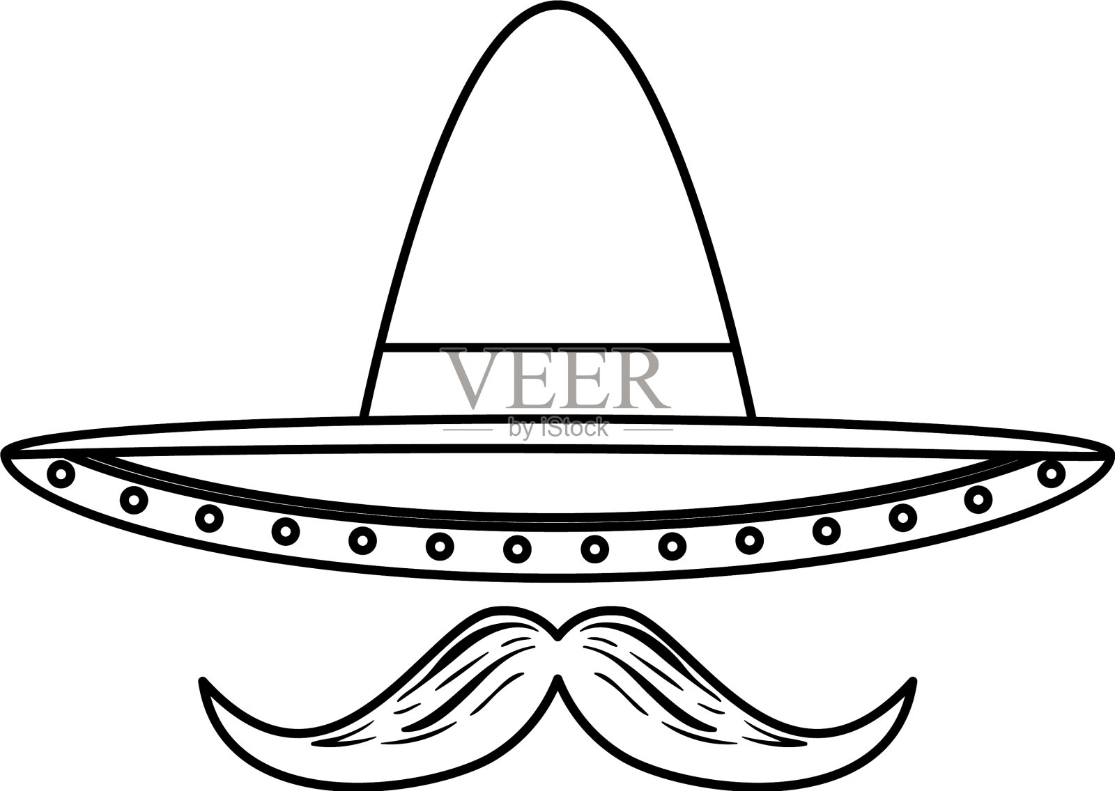 有胡子的墨西哥流浪乐队帽设计元素图片