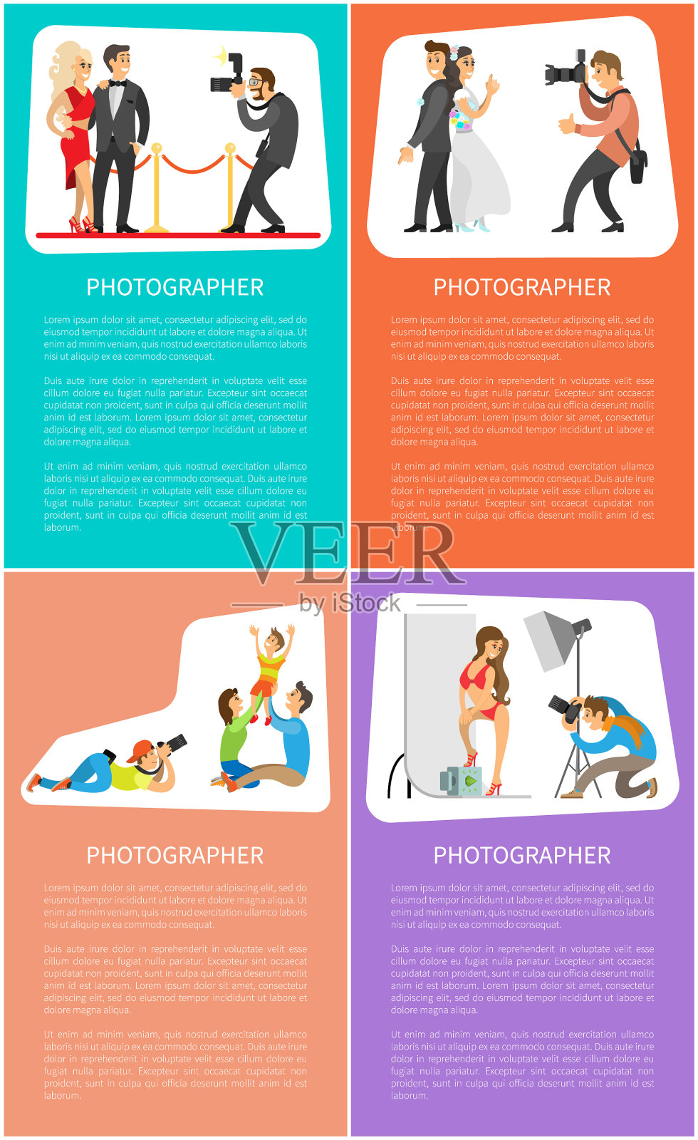 摄影师与相机互联网横幅设置插画图片素材