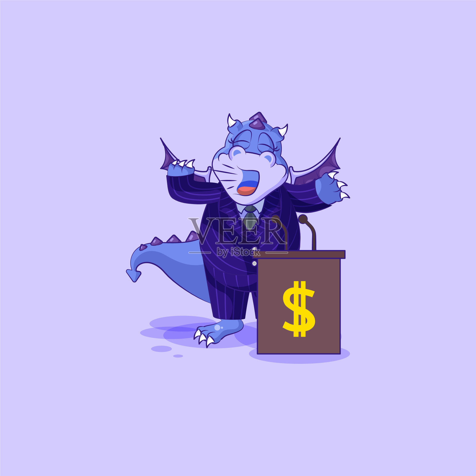 龙西装革履的演说家插画图片素材