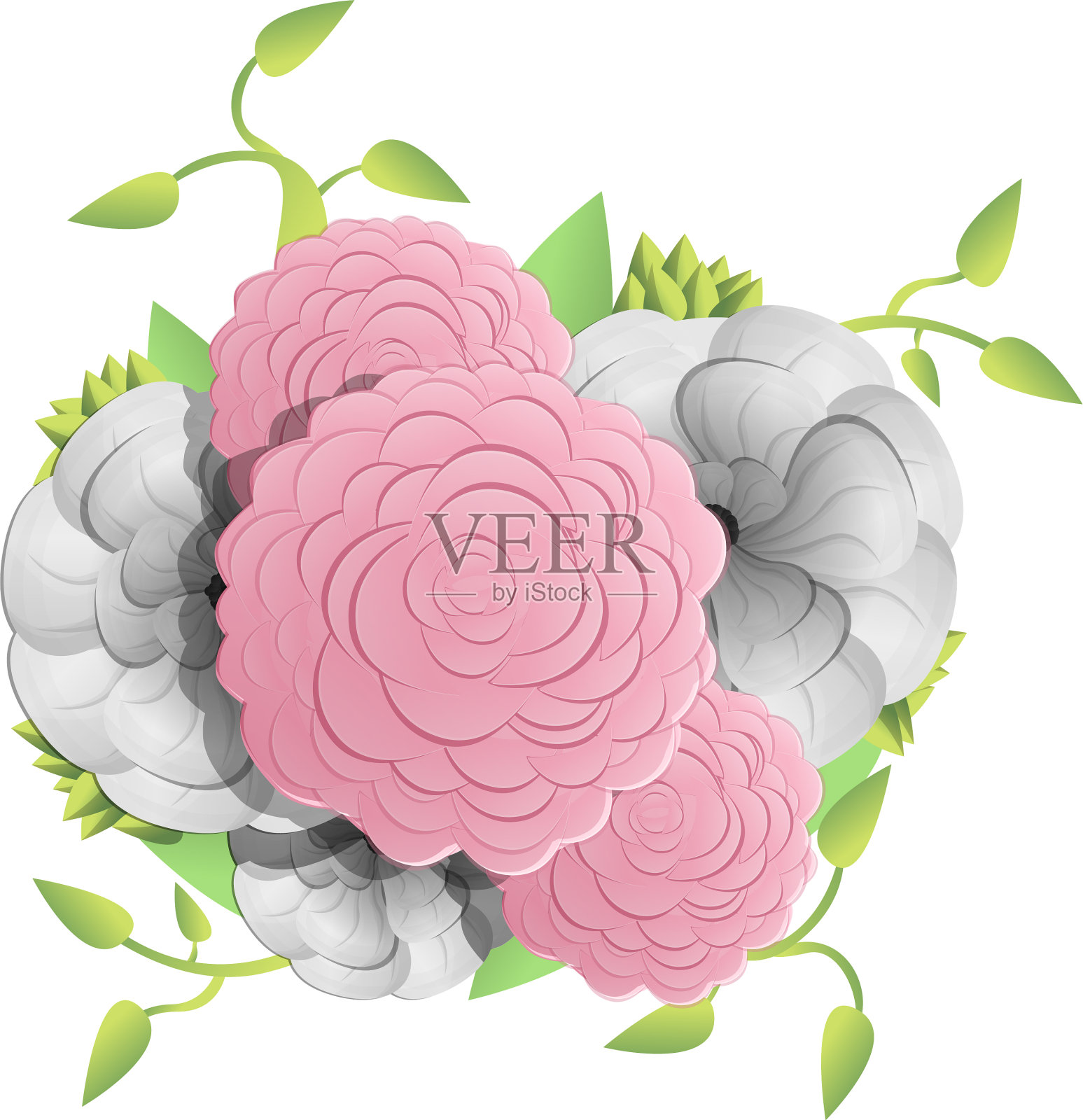 自然山茶概念背景卡通风格设计元素图片