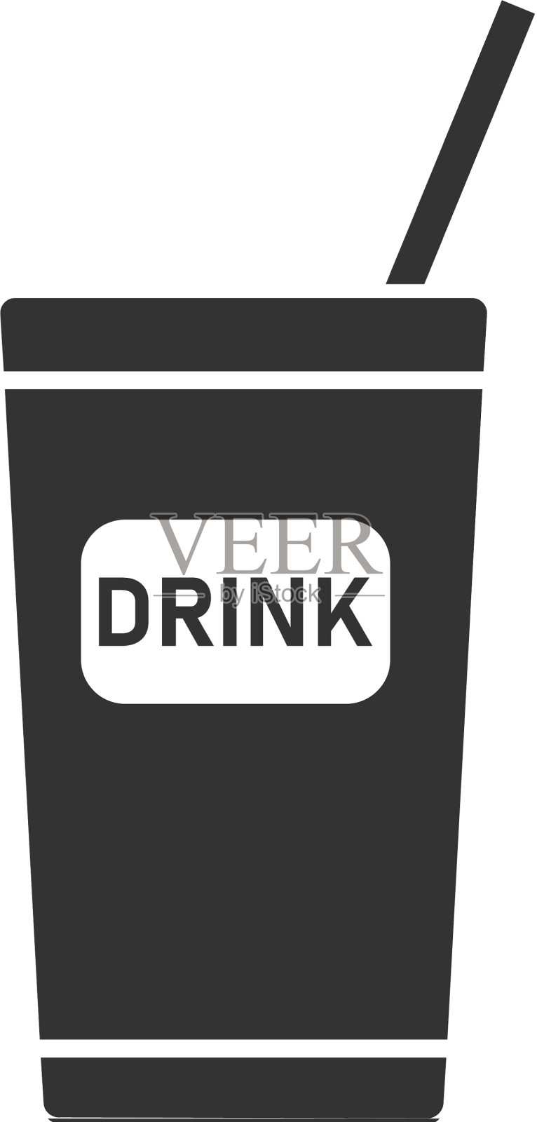 一次性苏打杯图标平坦设计元素图片