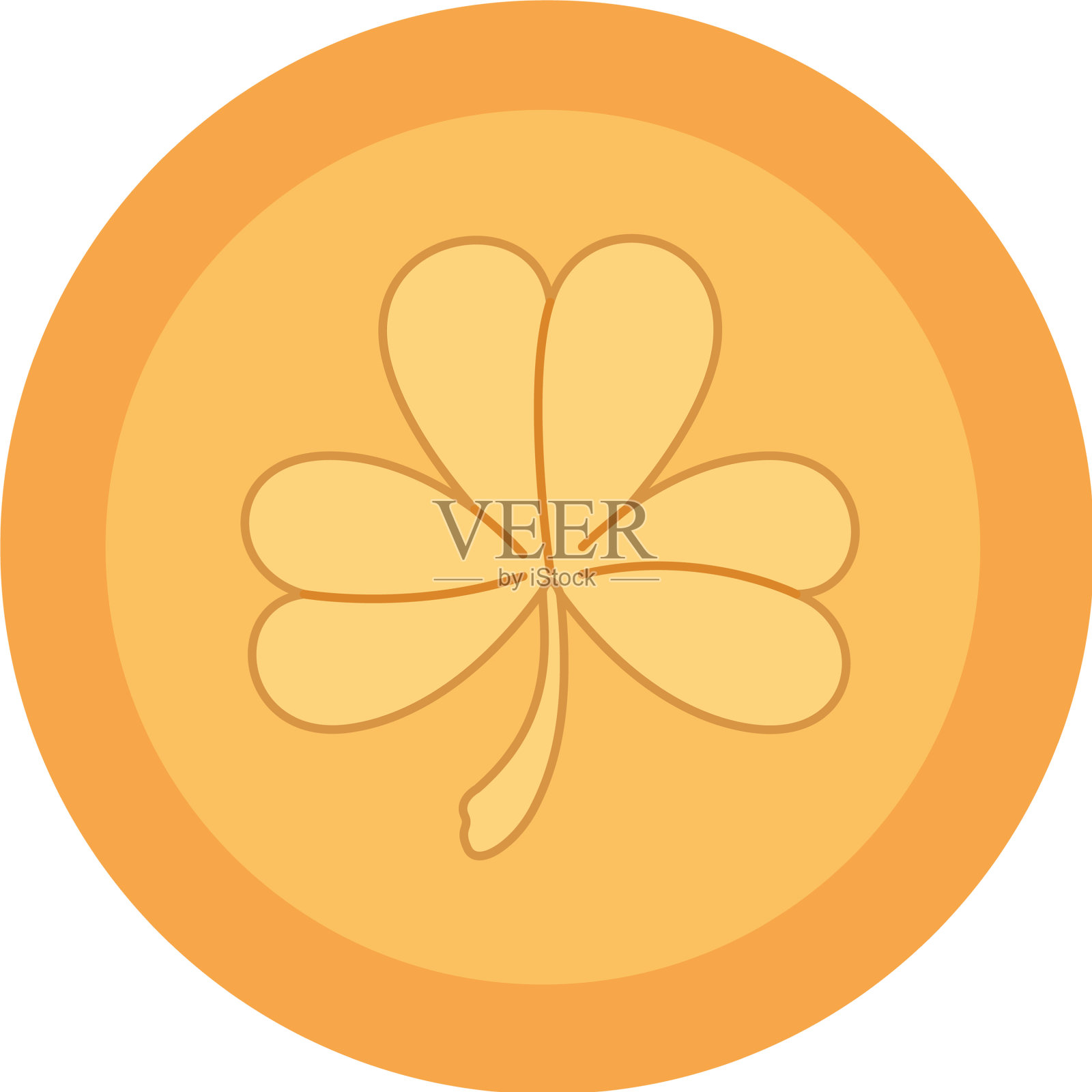 硬币与三叶草孤立的图标插画图片素材