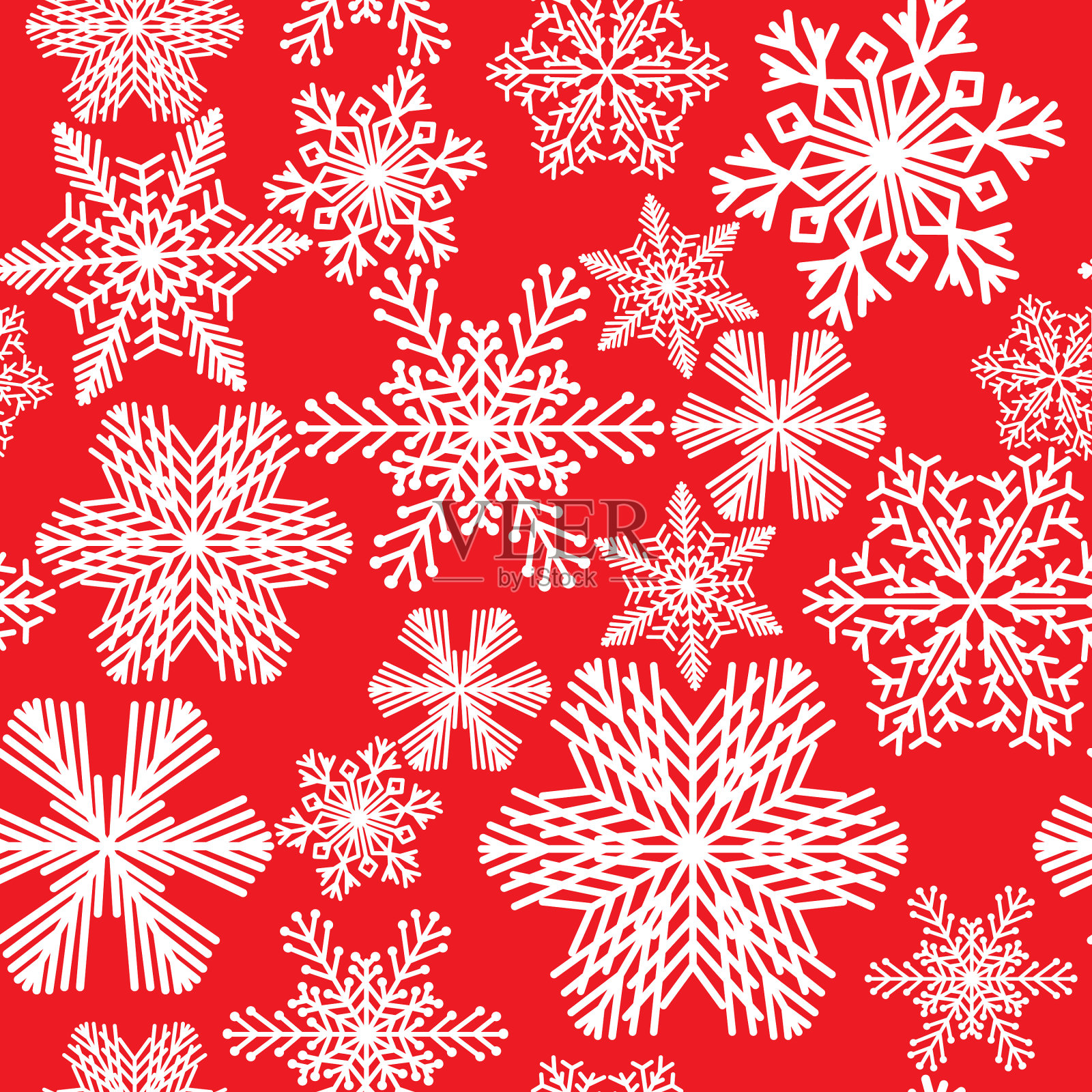 无缝图案的各种美丽的雪花插画图片素材