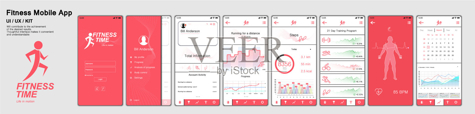 健身应用程序屏幕插画图片素材