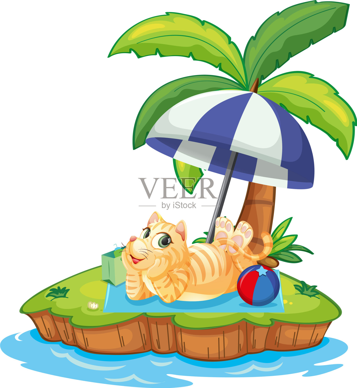 一只猫在岛上休息设计元素图片