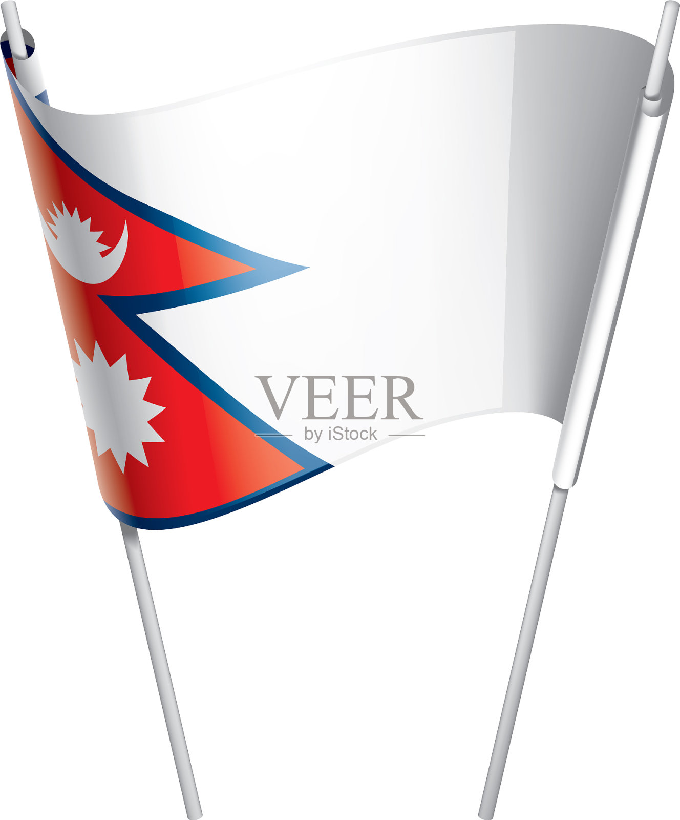 尼泊尔国旗上有白色设计元素图片