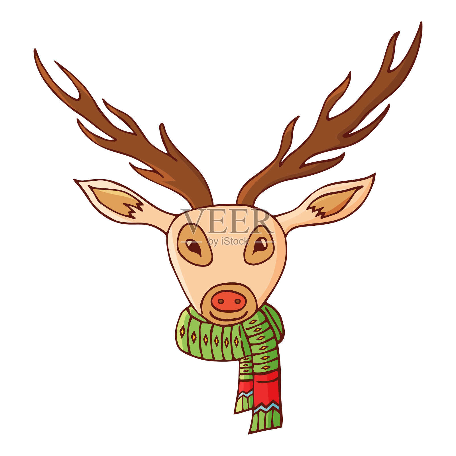 戴着围巾的鹿头设计元素图片