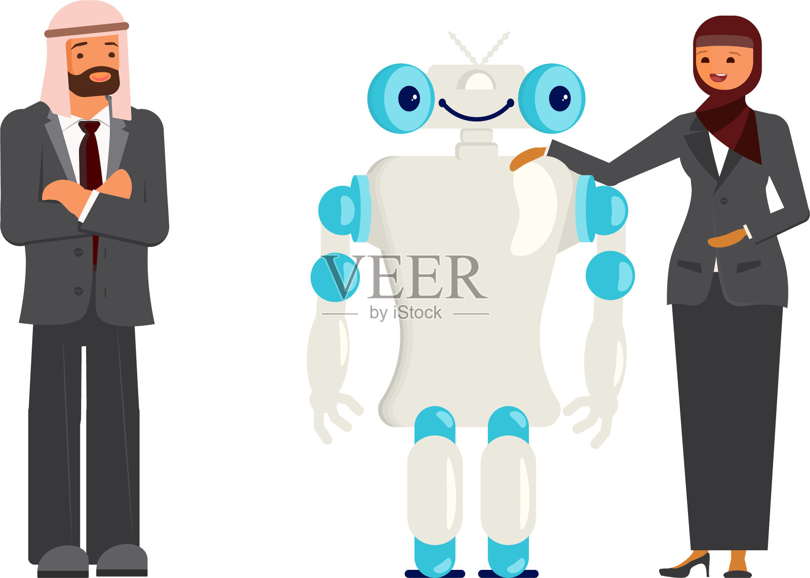 阿拉伯商人和机器人设计元素图片