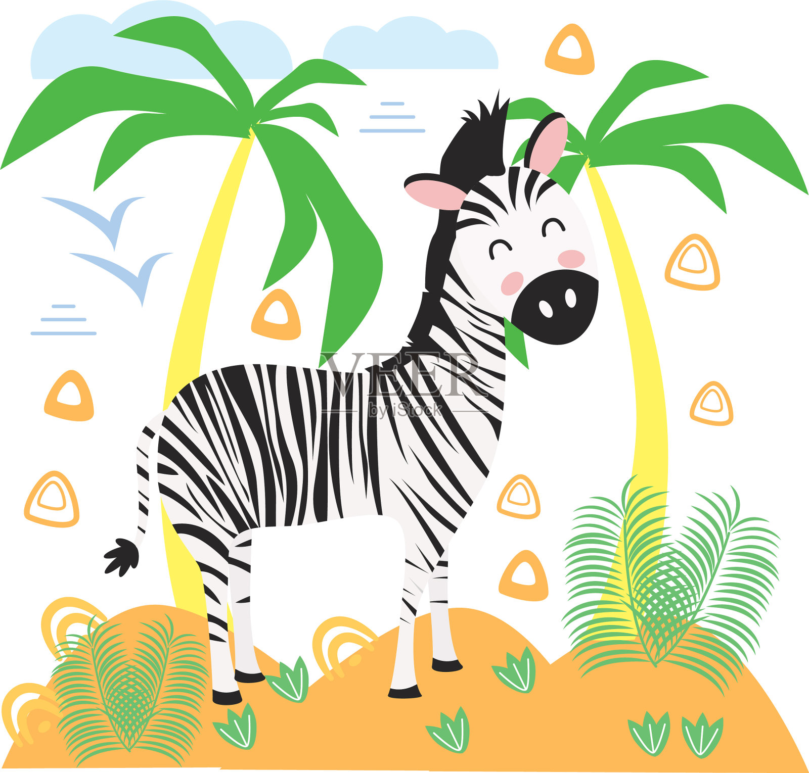 斯堪的纳维亚风格的斑马插画图片素材