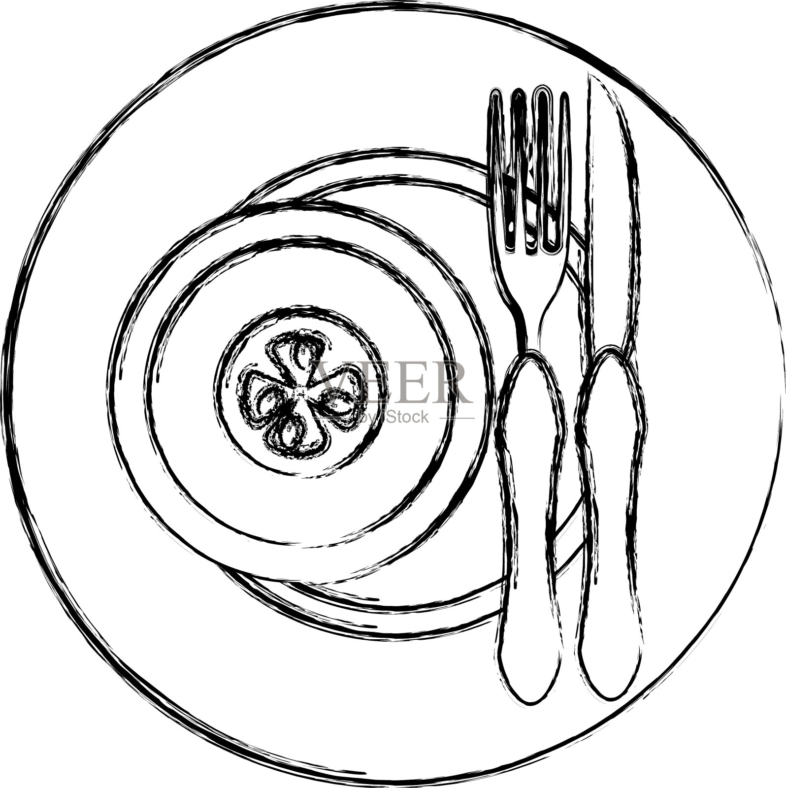 用刀叉把番茄放在盘子里设计元素图片