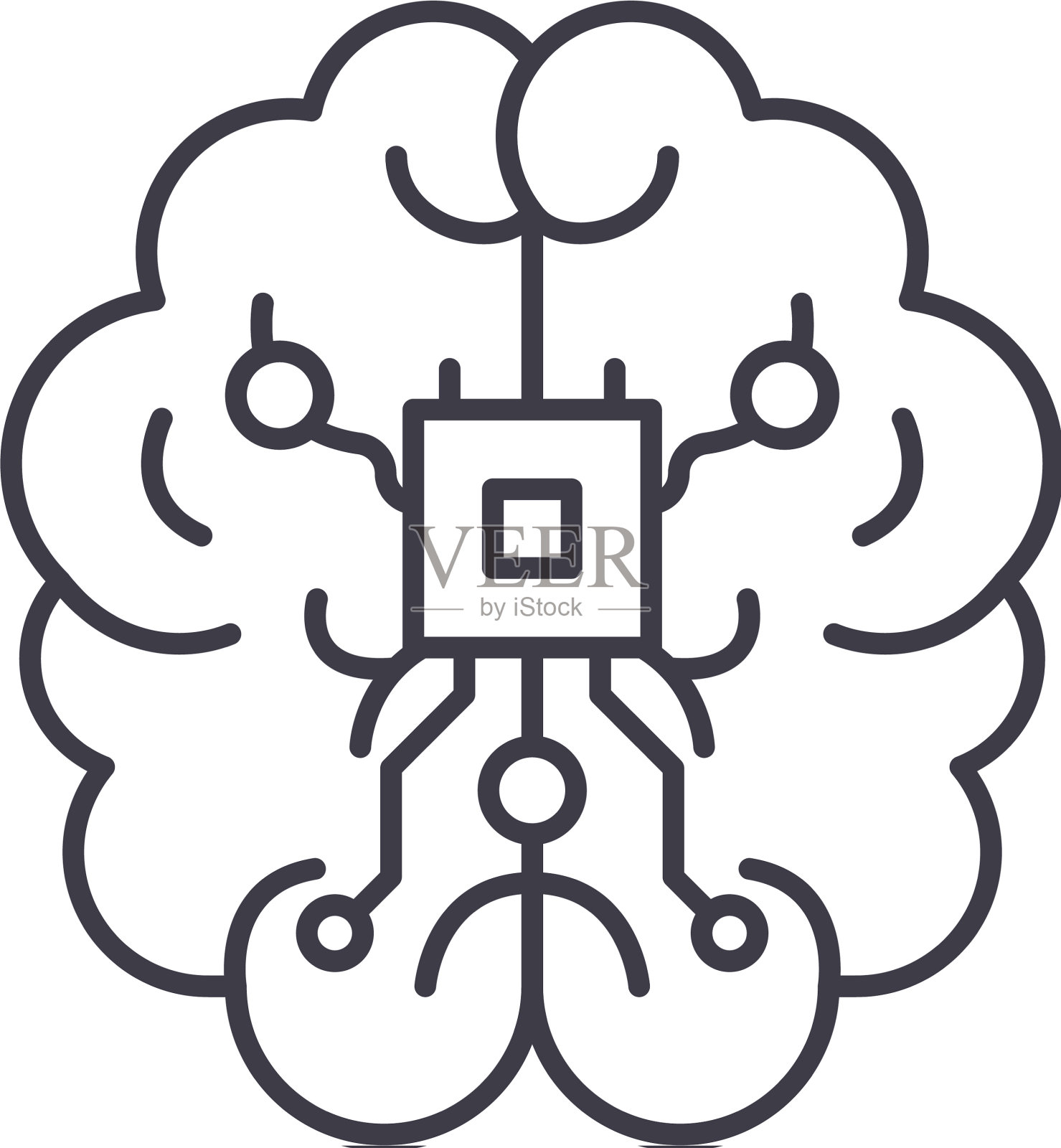 大脑芯片组线图标概念大脑芯片组图标素材