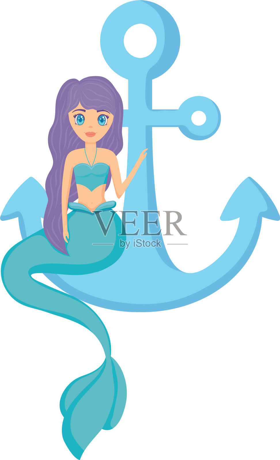 可爱的美人鱼图标插画图片素材