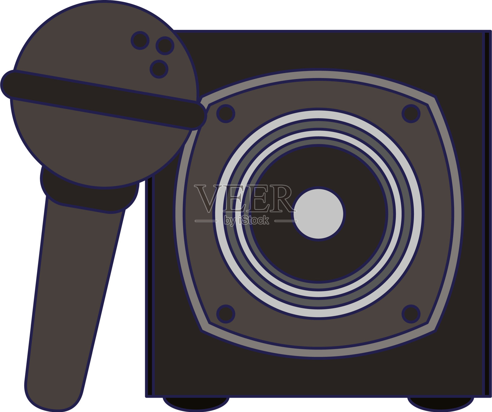 音乐扬声器和麦克风插画图片素材