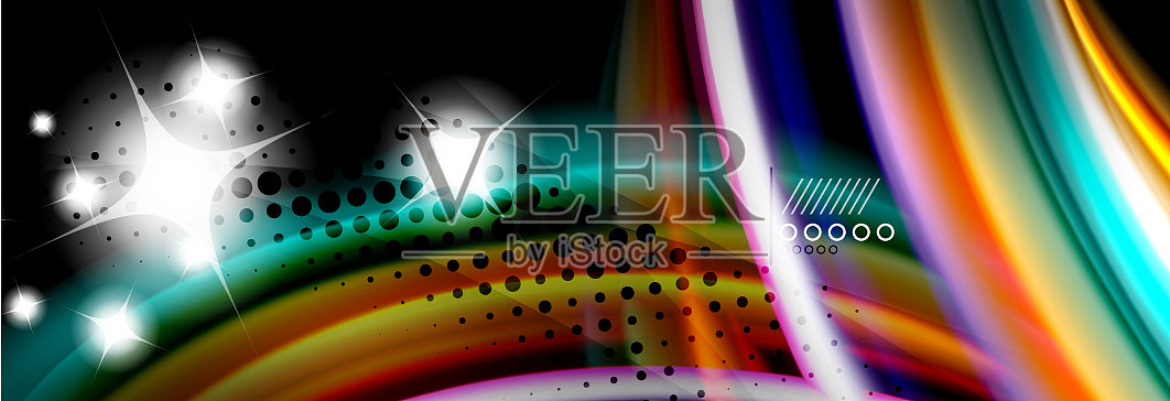 彩色流动海报波浪液体形状的颜色插画图片素材