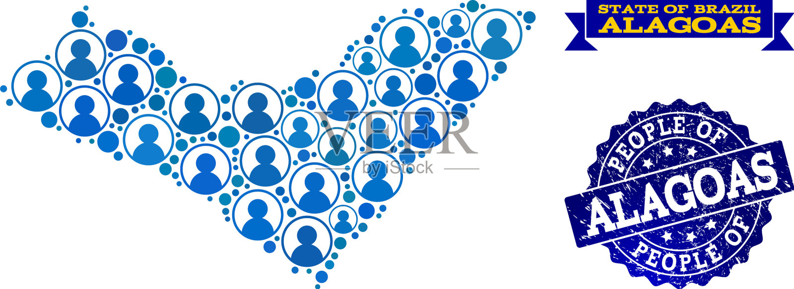 人们拼贴的阿拉戈斯州和马赛克地图插画图片素材