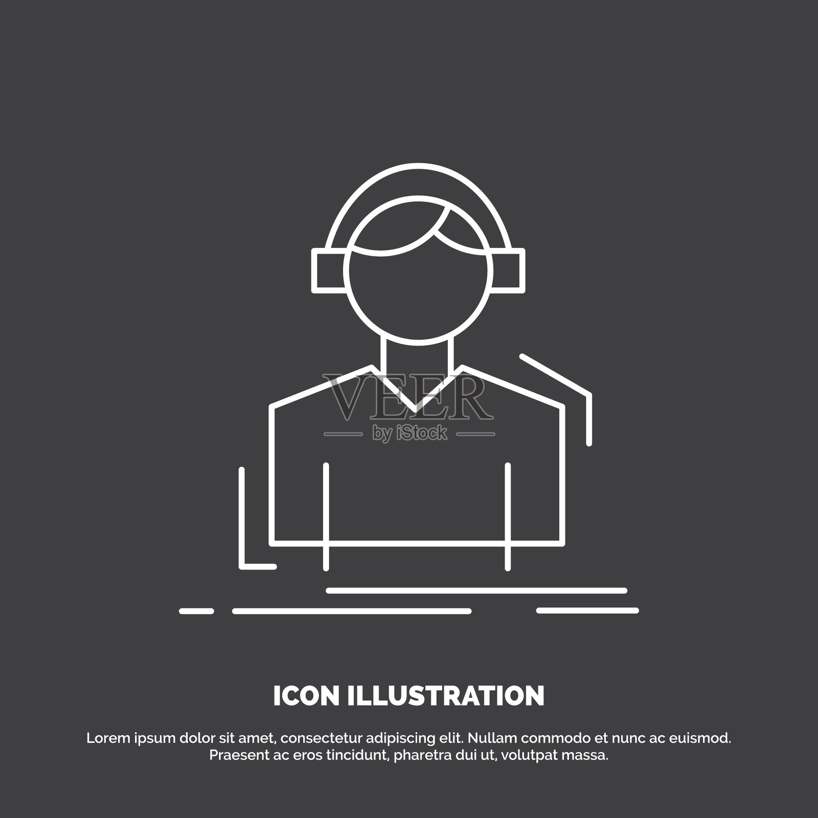 工程师耳机听梅罗曼音乐偶像图标素材