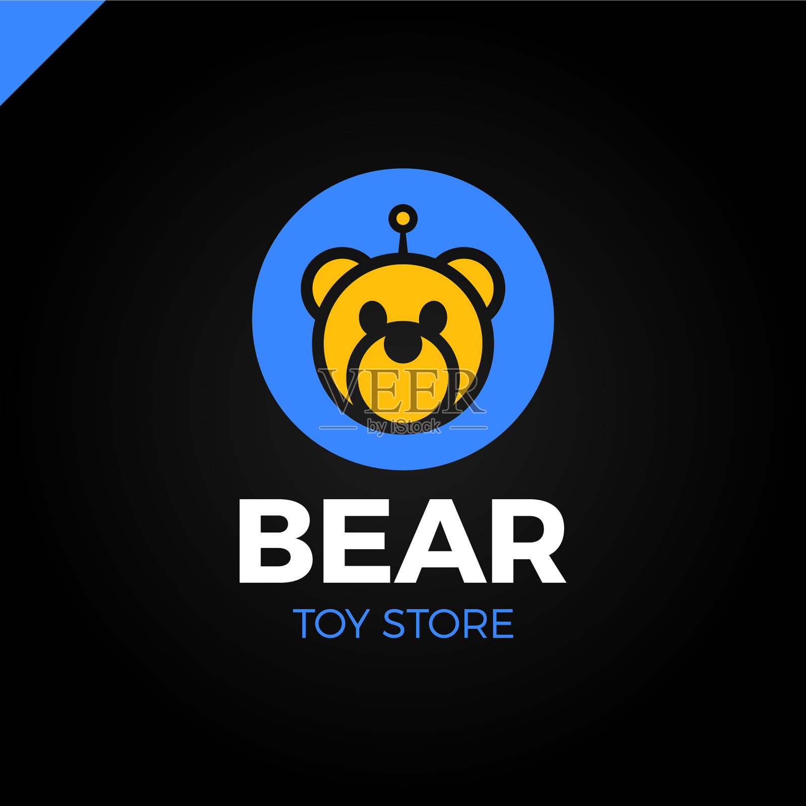 太空机器人熊标志玩具商店的图标插画图片素材