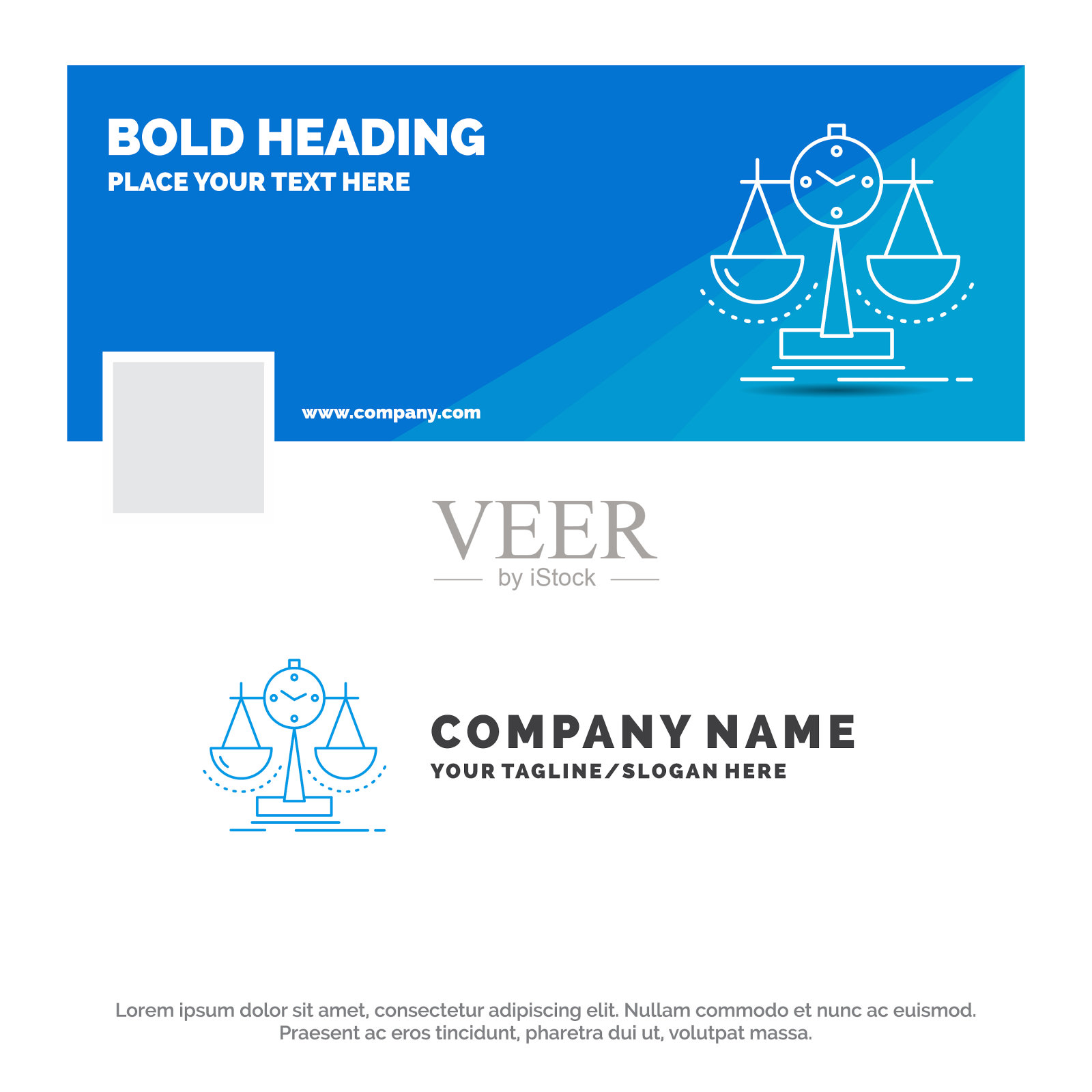 蓝色企业标识模板为平衡设计模板素材