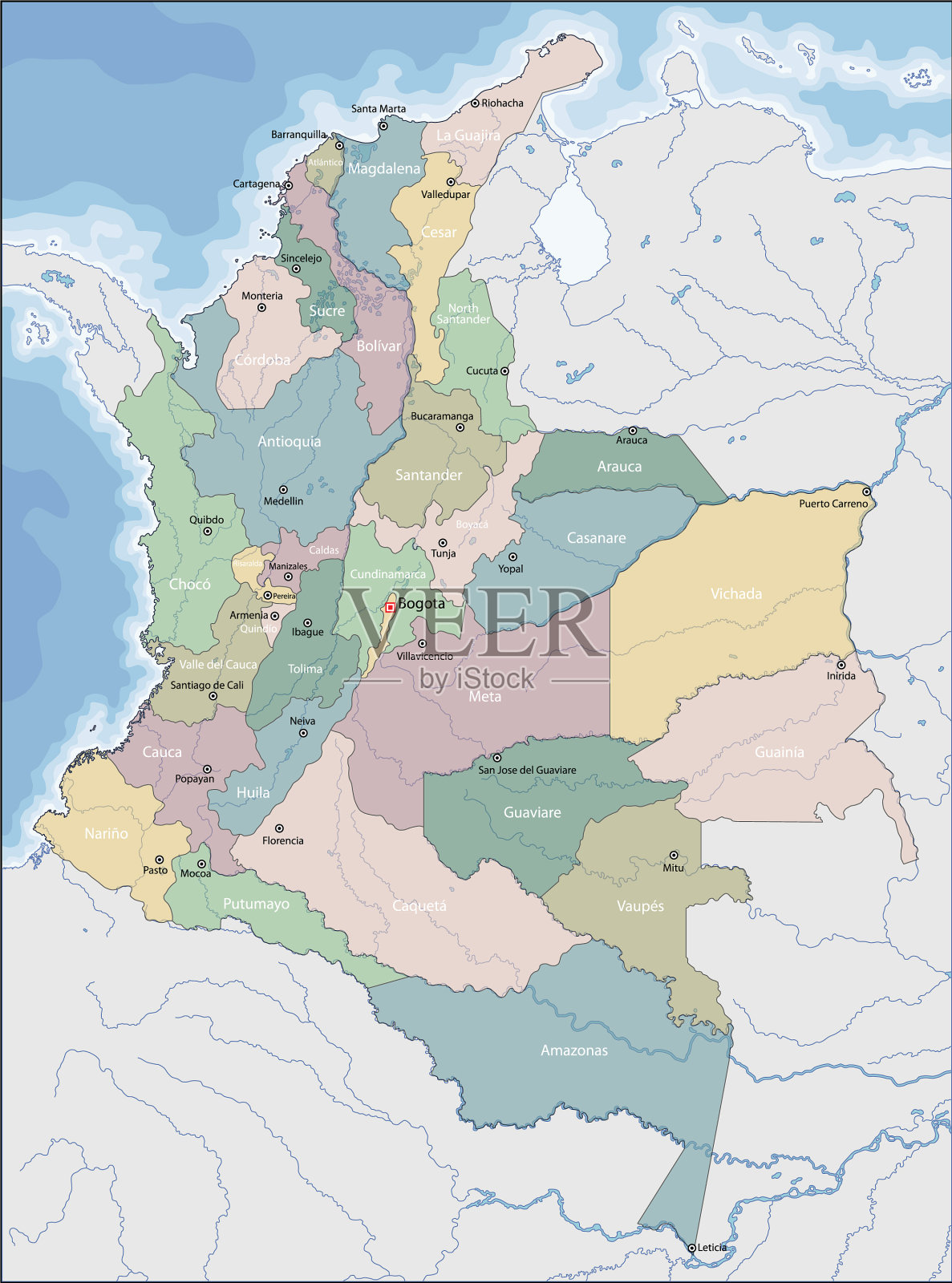 哥伦比亚的地图插画图片素材