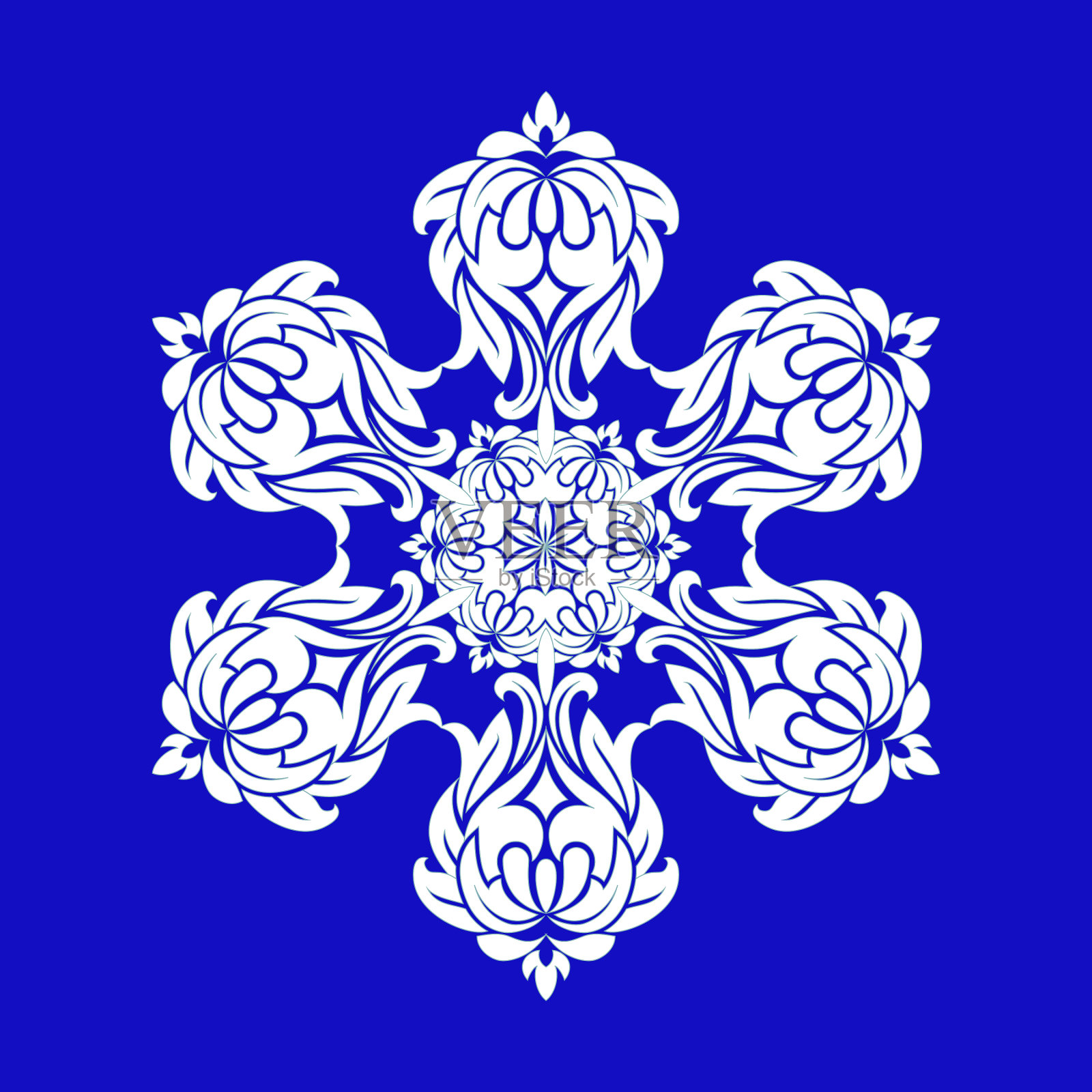 平面设计与抽象的白色雪花插画图片素材