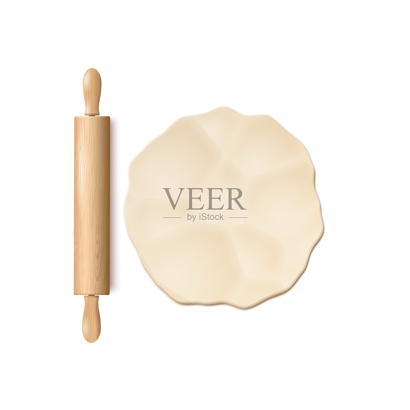 擀面杖和面团插画图片素材