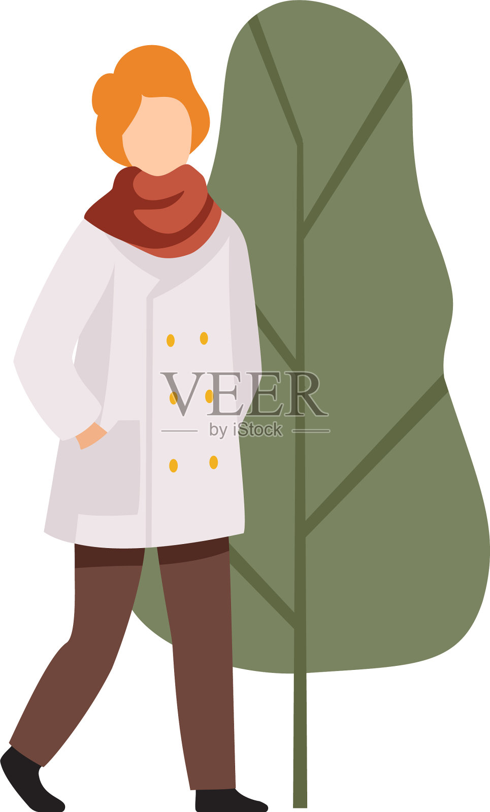 穿着秋裤在公园里散步的年轻人设计元素图片