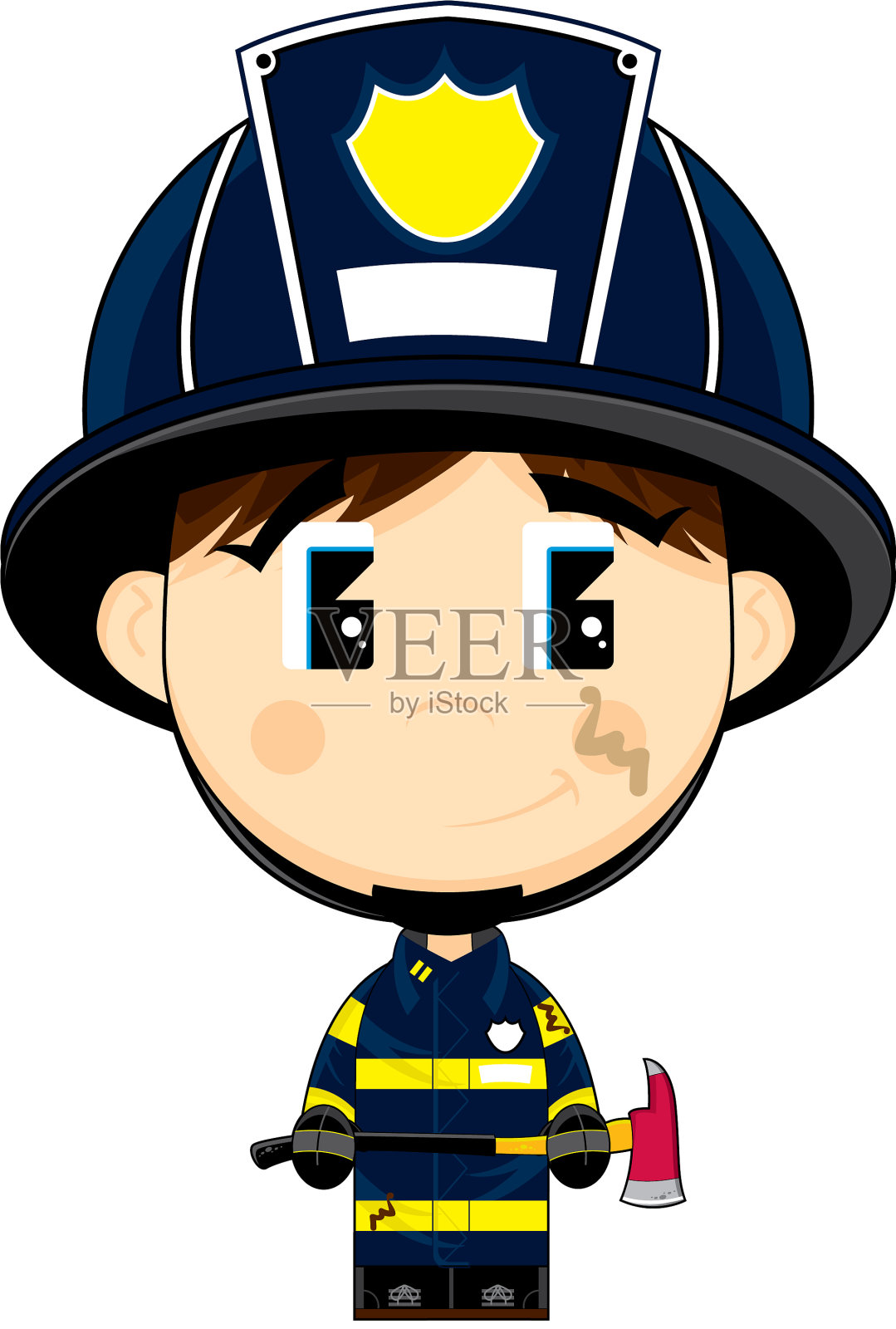 卡通大头消防员设计元素图片