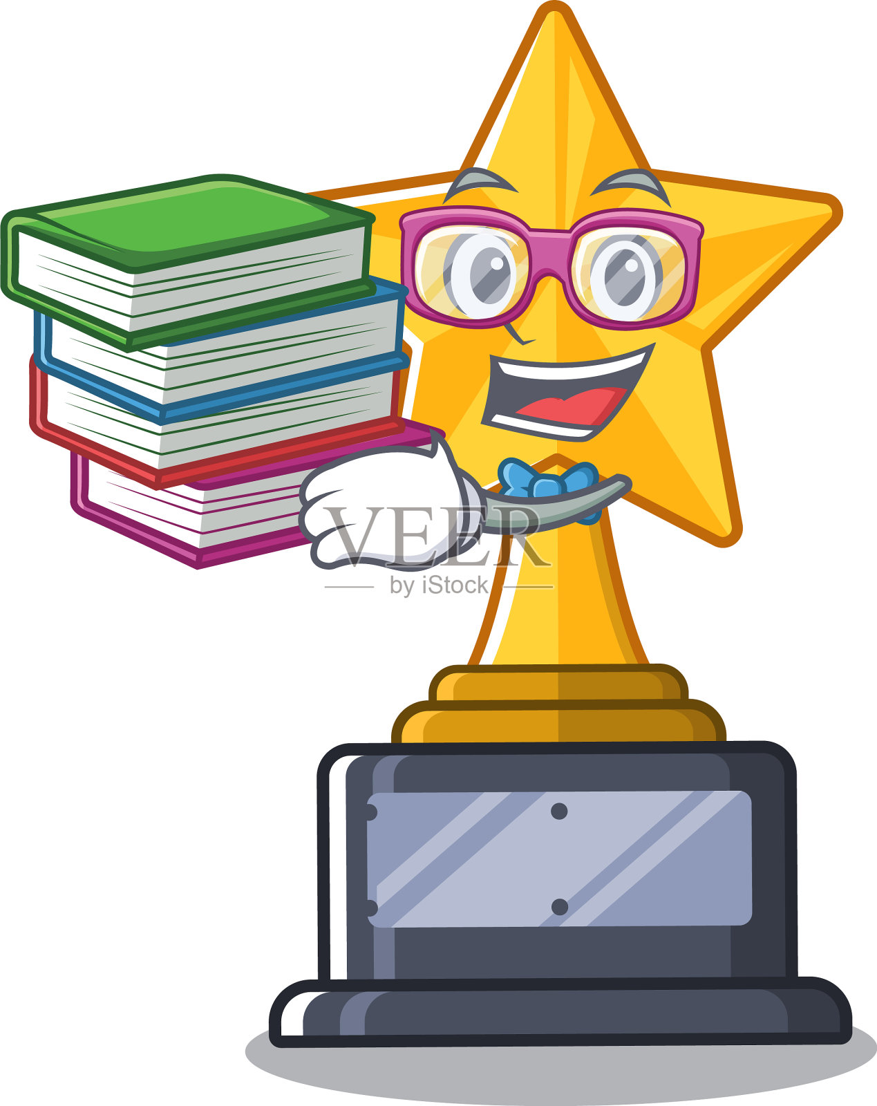 学生与书星形状的卡通玩具设计元素图片