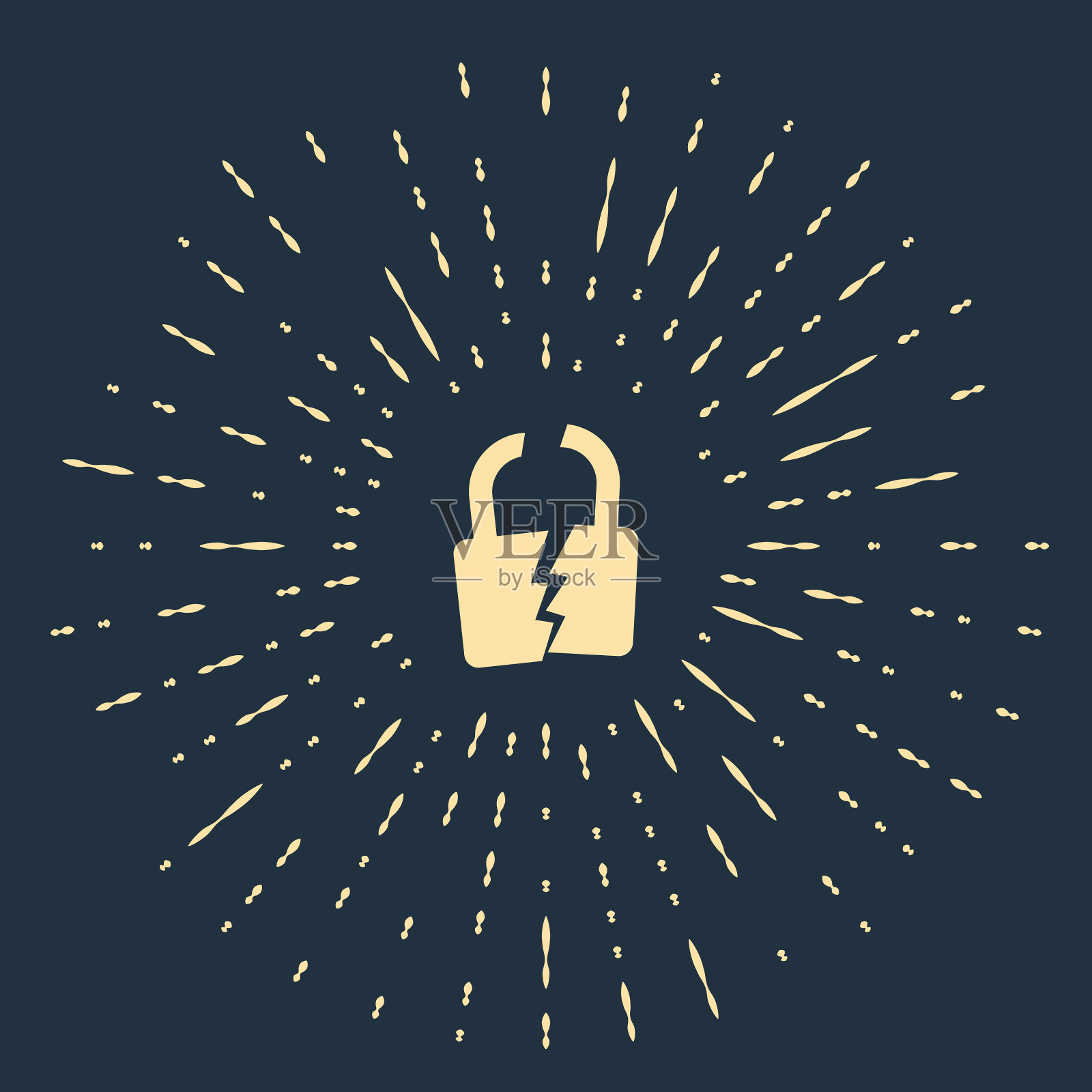 米色的破锁或破锁图标孤立在黑暗中插画图片素材