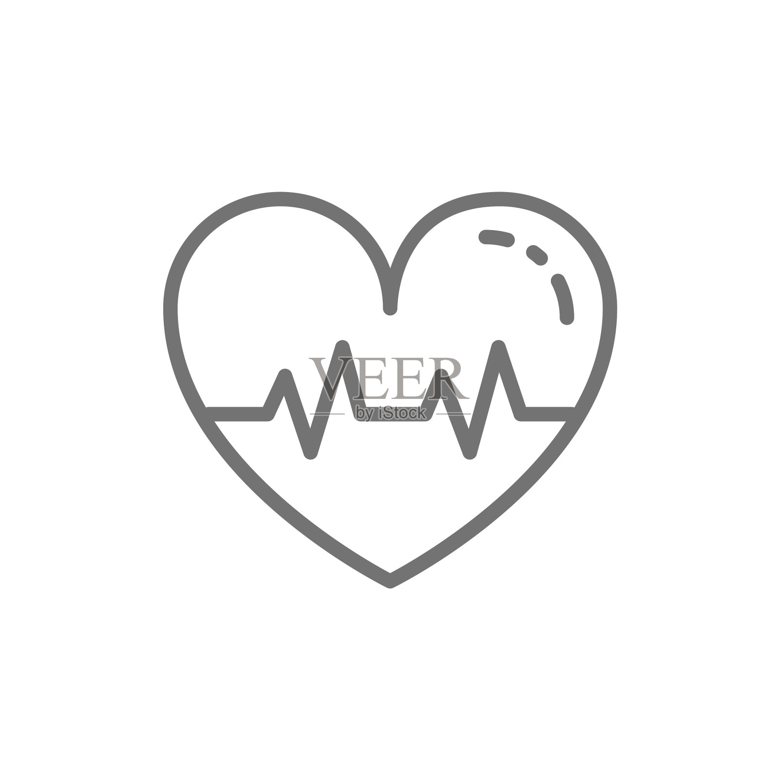 健康的心跳线图标隔离在白色上图标素材