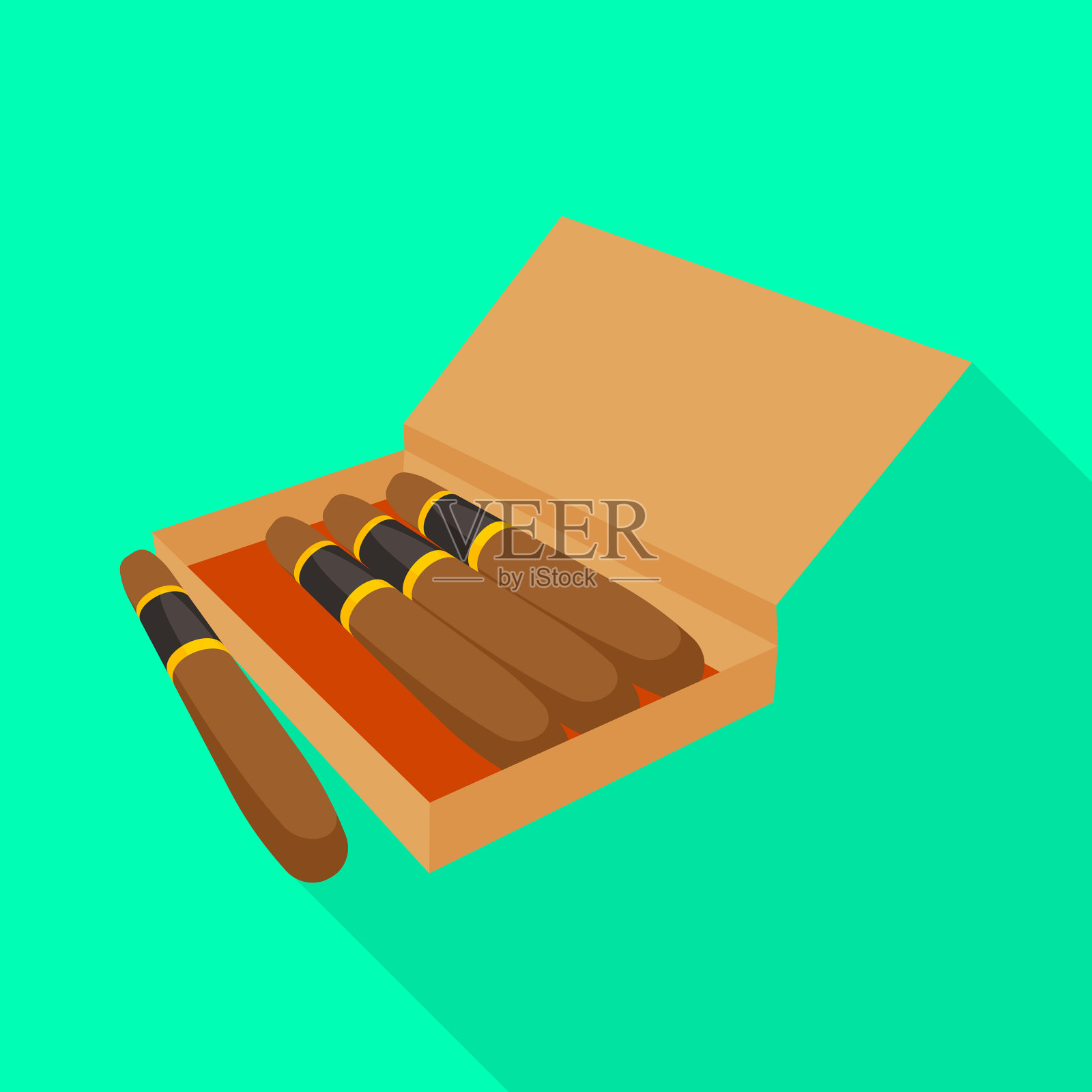 设计雪茄和盒图标设置雪茄图标素材