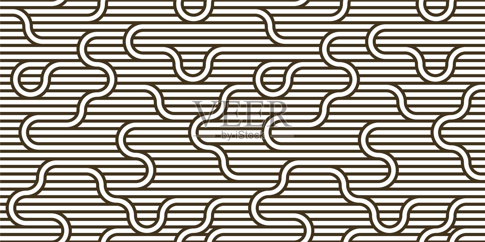 无缝图案与扭曲的线砖插画图片素材