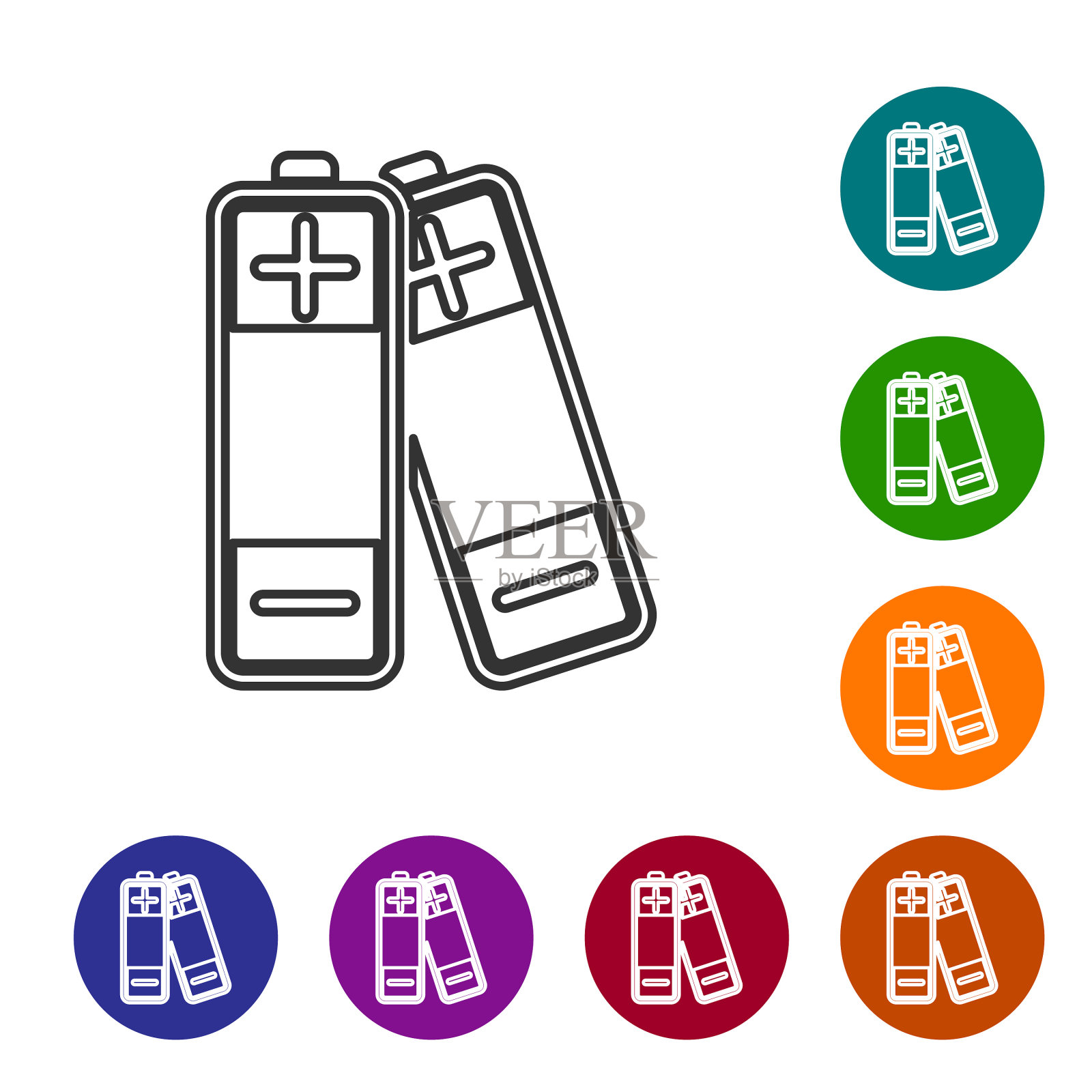 灰色电池线图标隔离在白色上图标素材