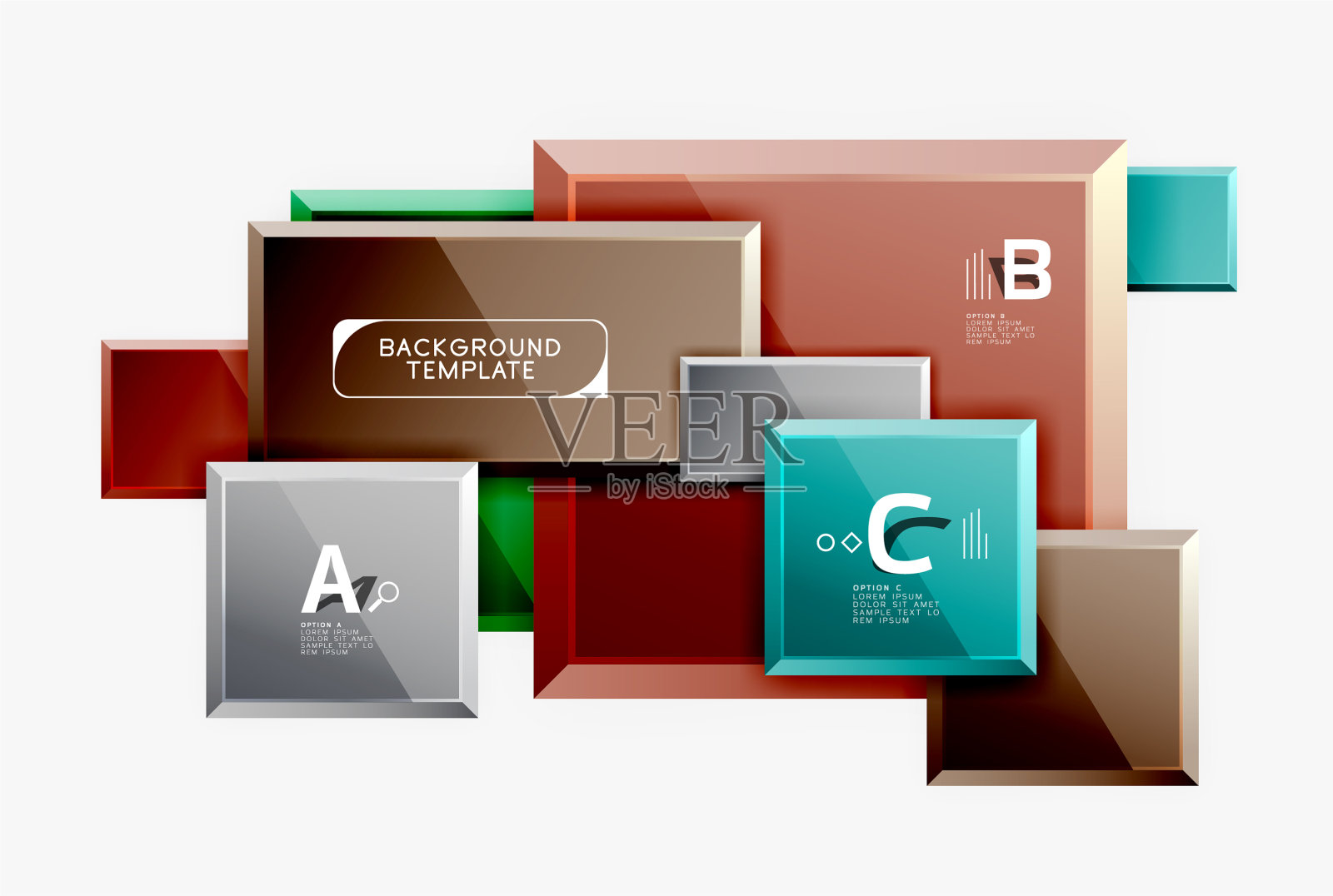 几何正方形设计抽象旗帜光泽插画图片素材