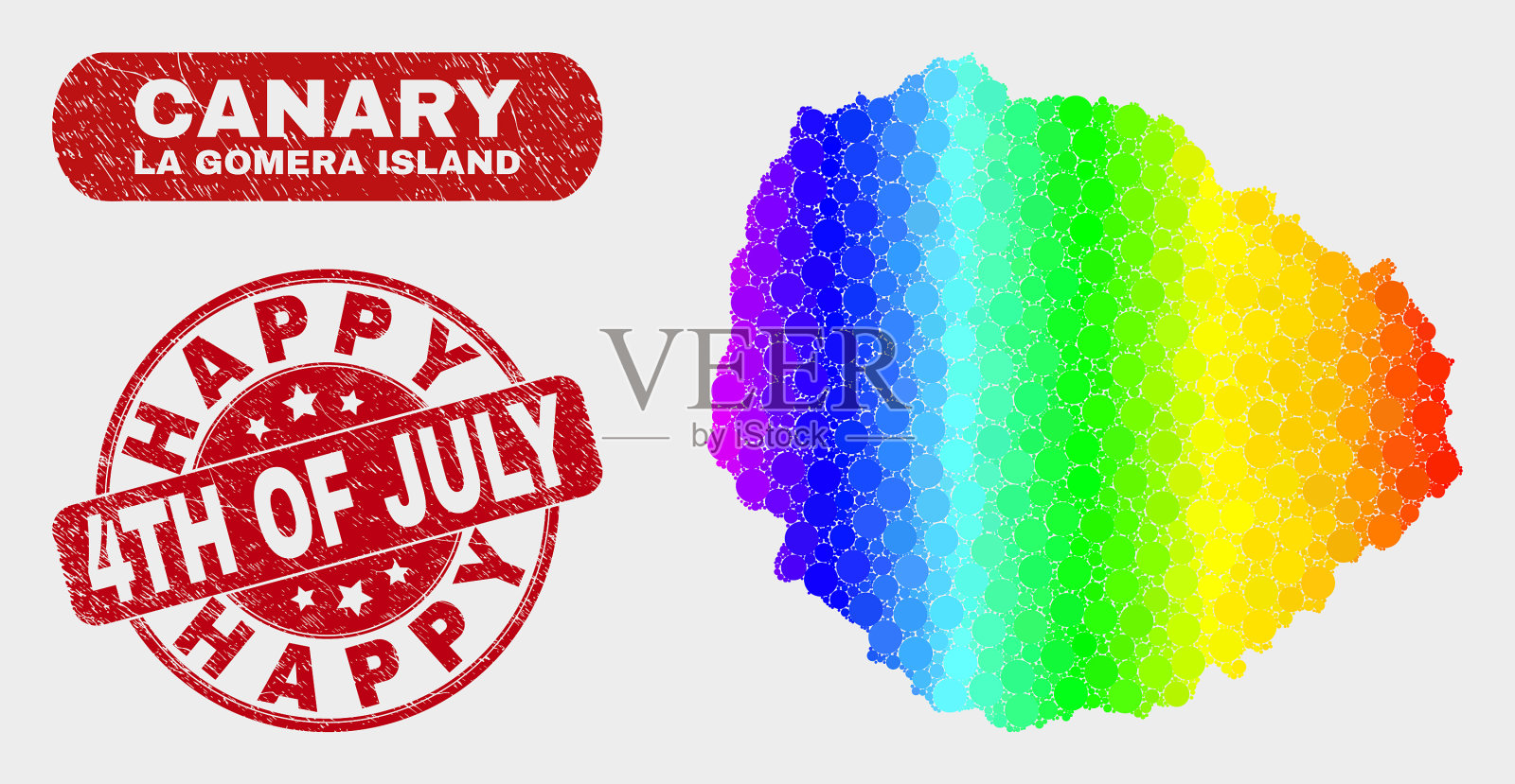 明亮的马赛克拉戈梅拉岛地图和痛苦插画图片素材