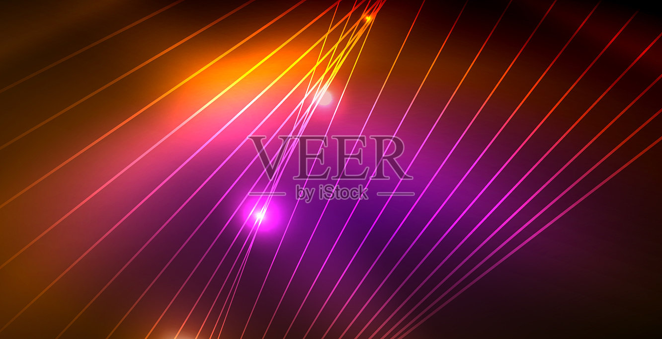 彩色霓虹灯与波浪抽象背景插画图片素材