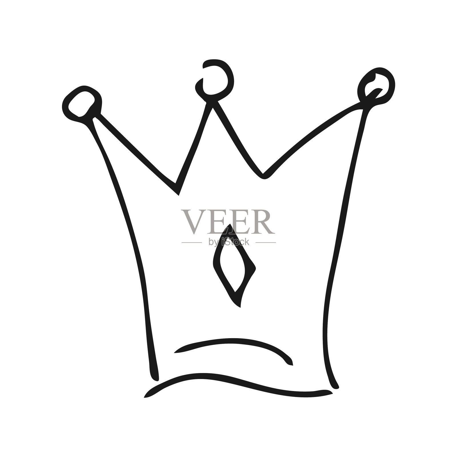 简单的涂鸦素描皇后或国王皇冠设计元素图片