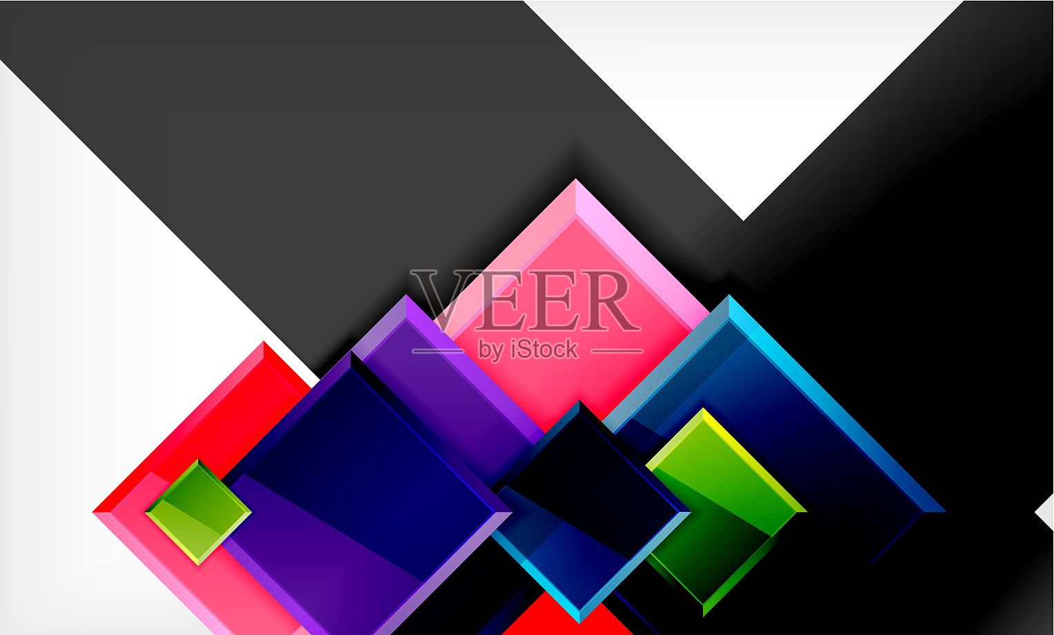 色彩鲜艳的方形块状几何形状插画图片素材